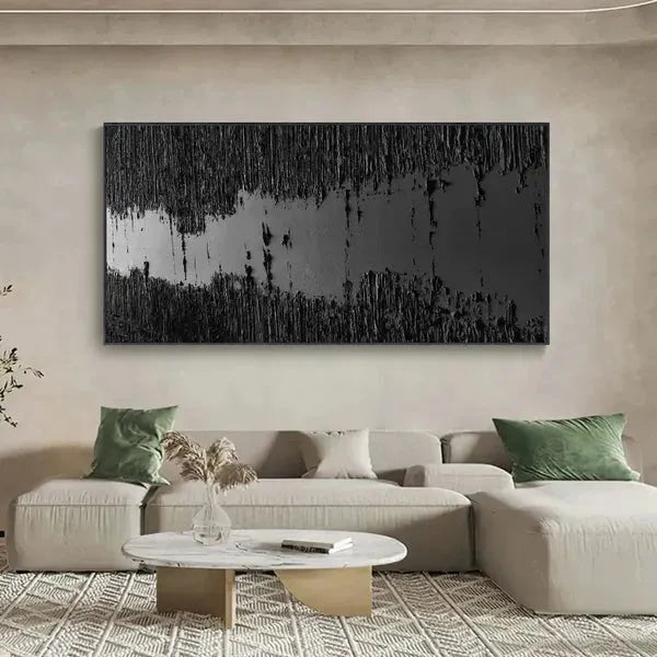 Black Minimalist Textured Painting #MZ014
