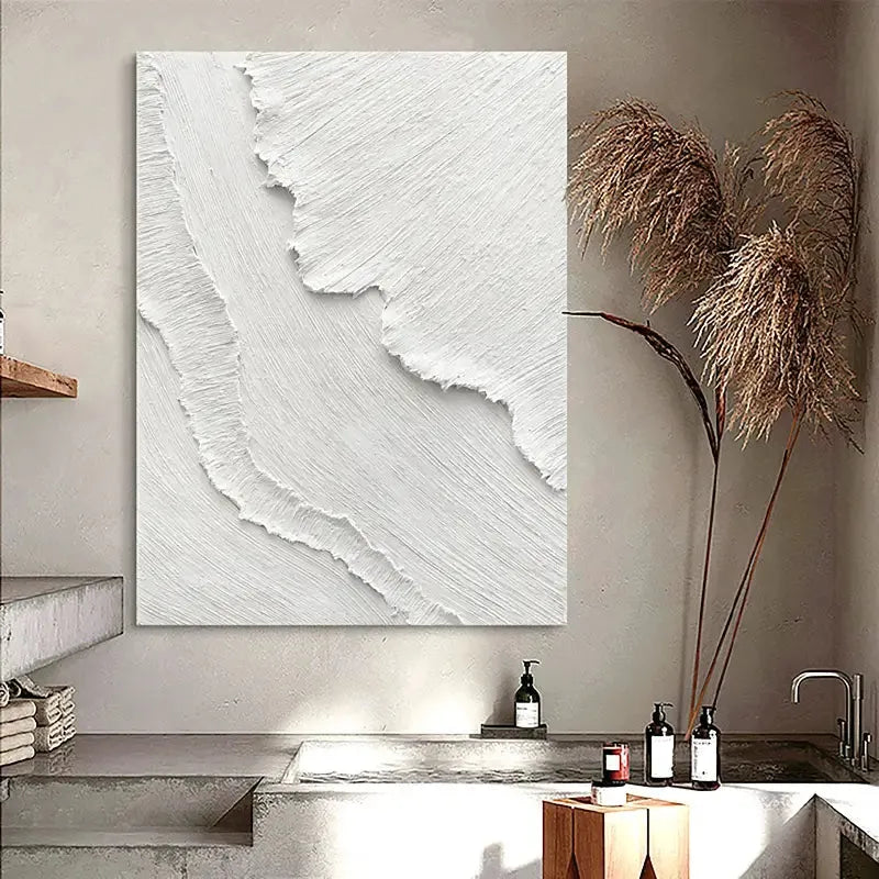 White Minimalist Textured Painting Canvas #MM026