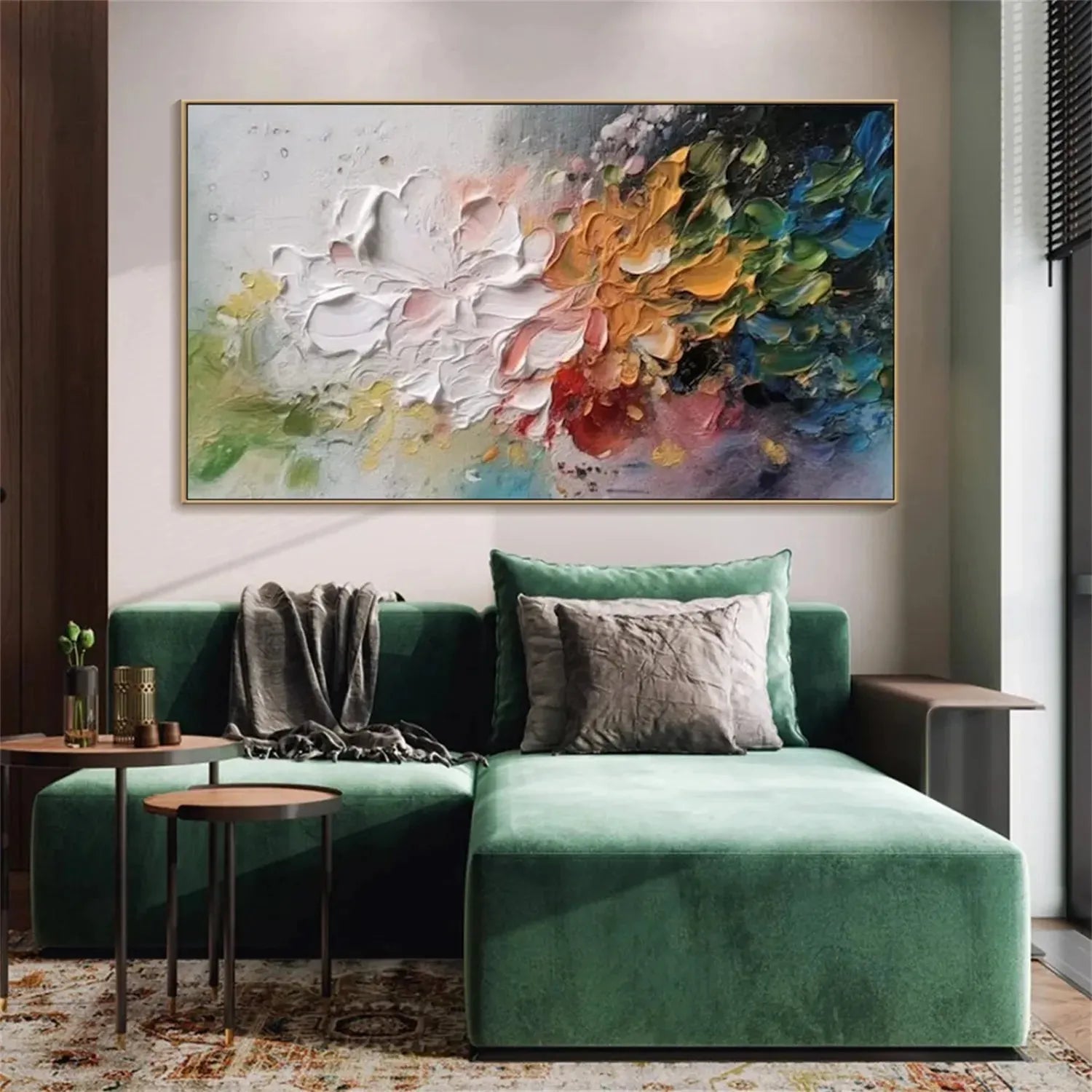 Colorful Flower Textured Painting Canvas #FP009