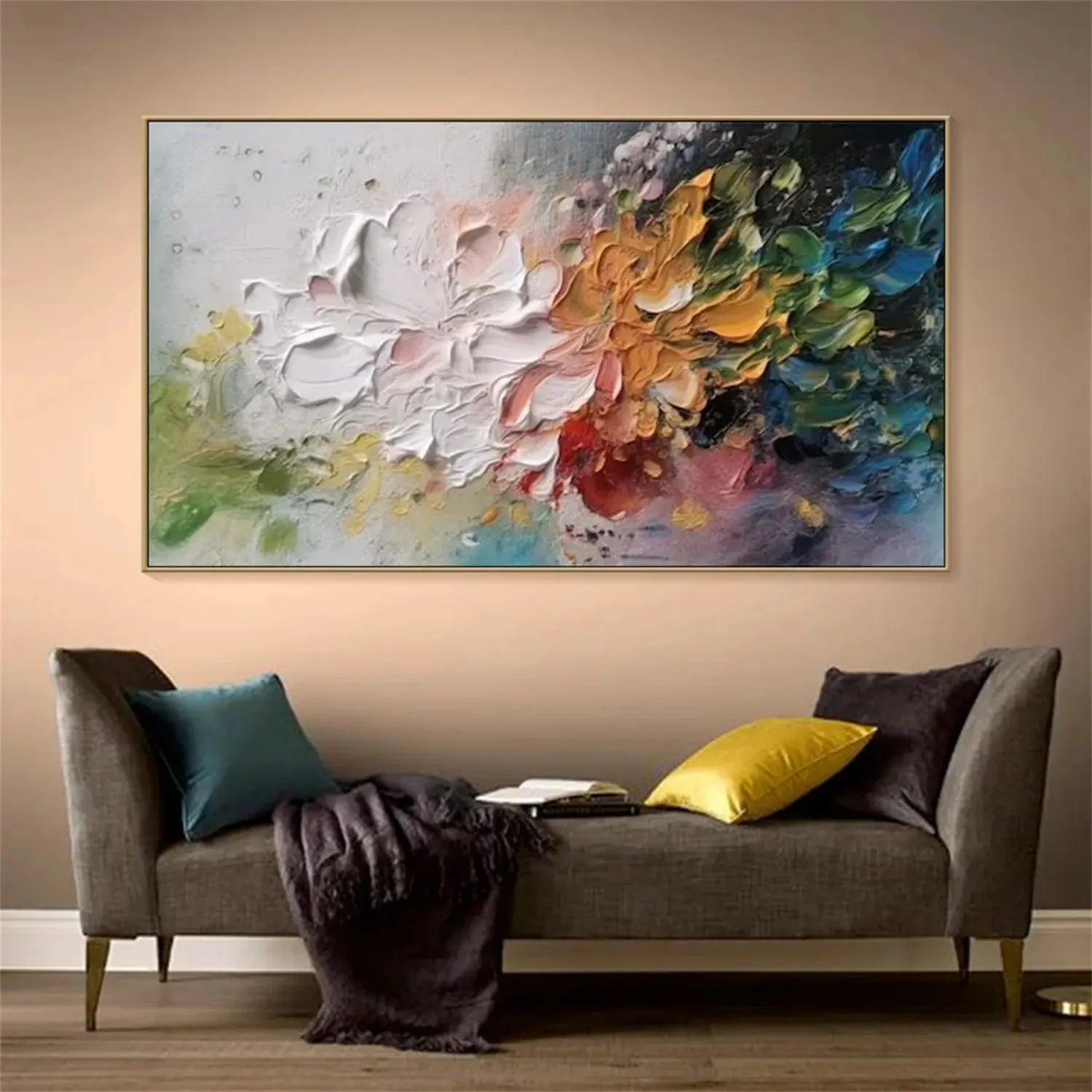 Colorful Flower Textured Painting Canvas #FP009
