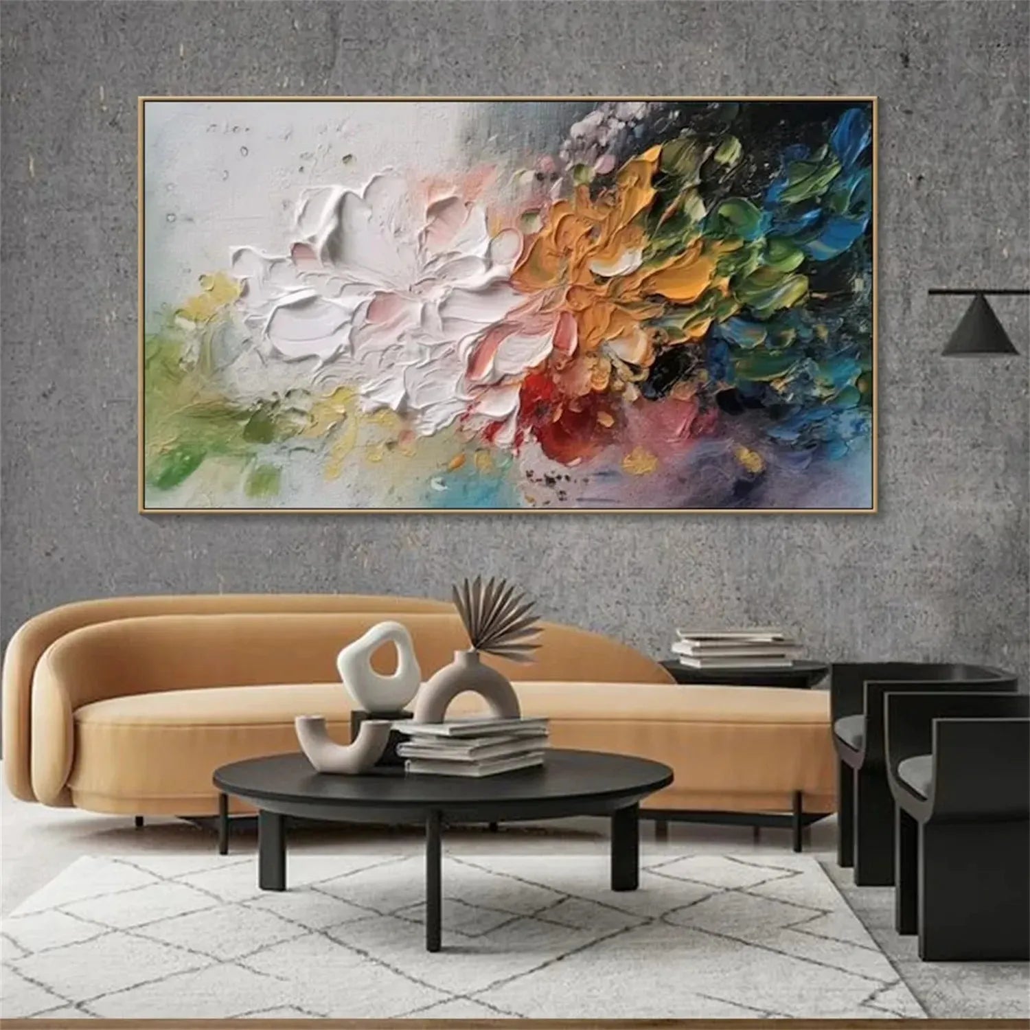 Colorful Flower Textured Painting Canvas #FP009