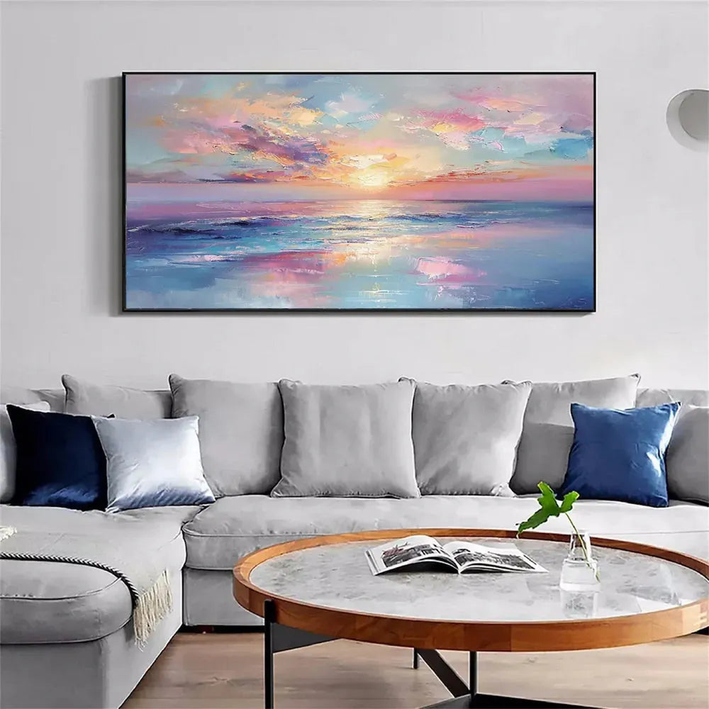 Colorful Ocean And Sky Textured Painting Canvas #OS006