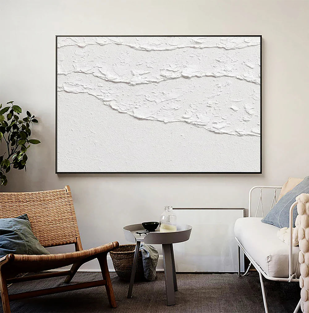 White Minimalist Textured Painting Canvas #MM019