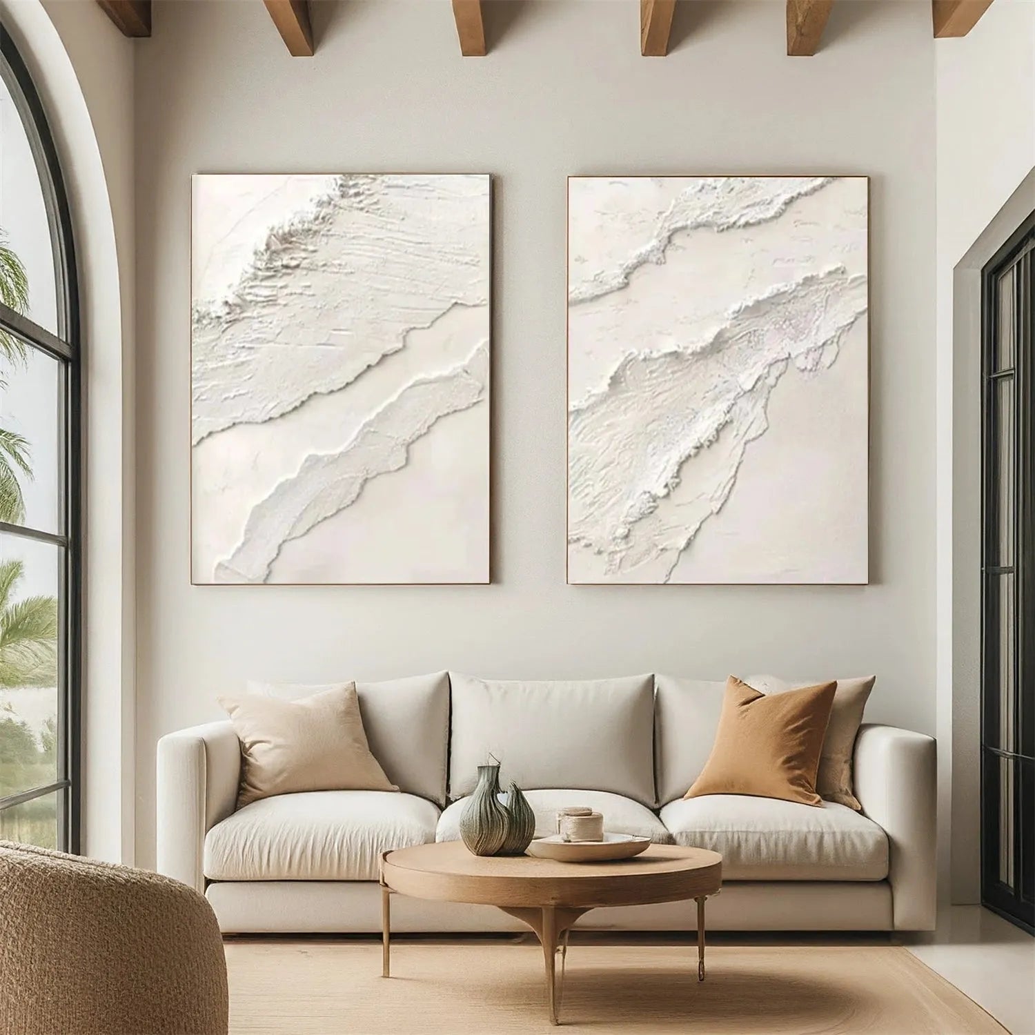 Plaster Art Minimalist Textured Paintings Set of 2 #MM277