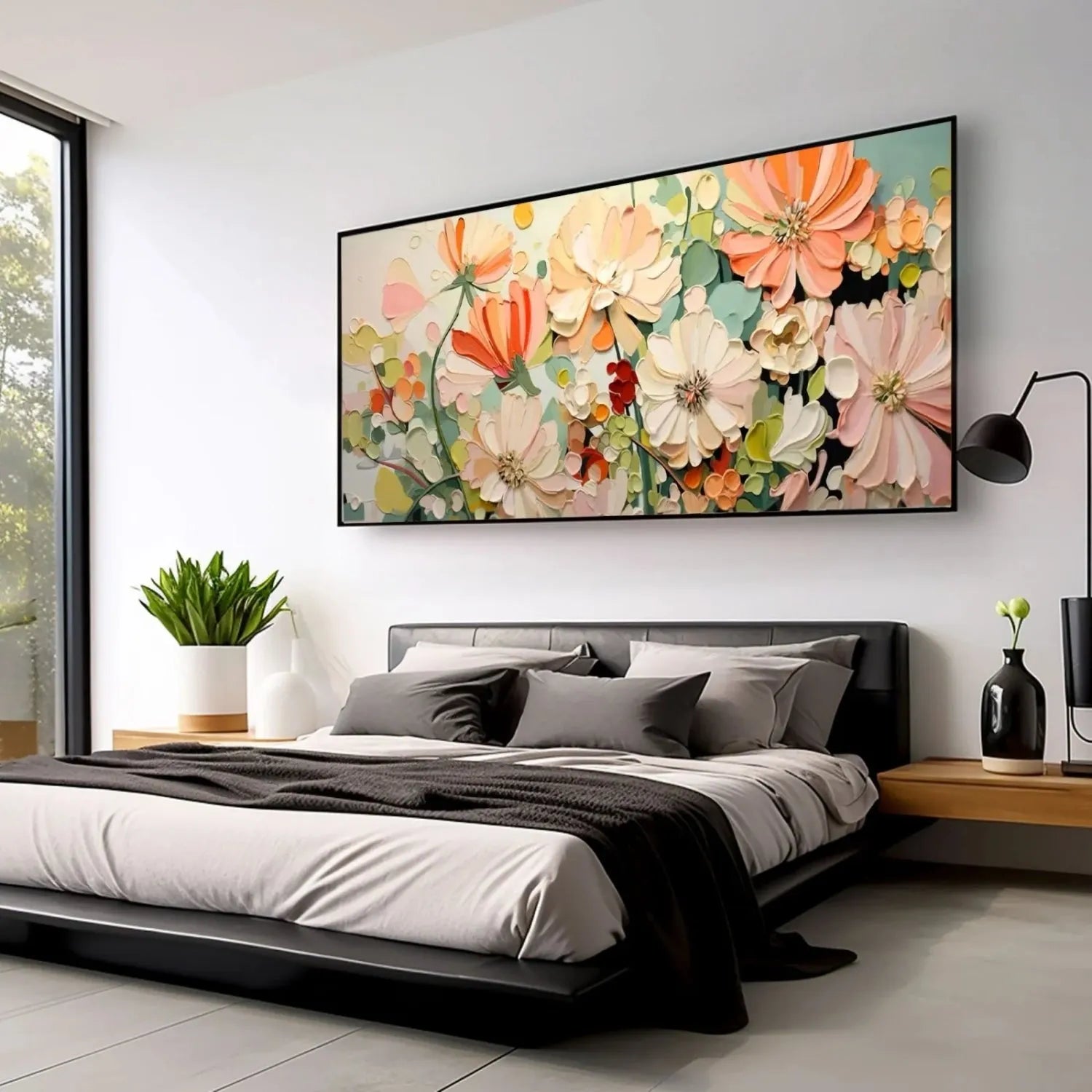 Colorful Flower Textured Painting Canvas #FP052