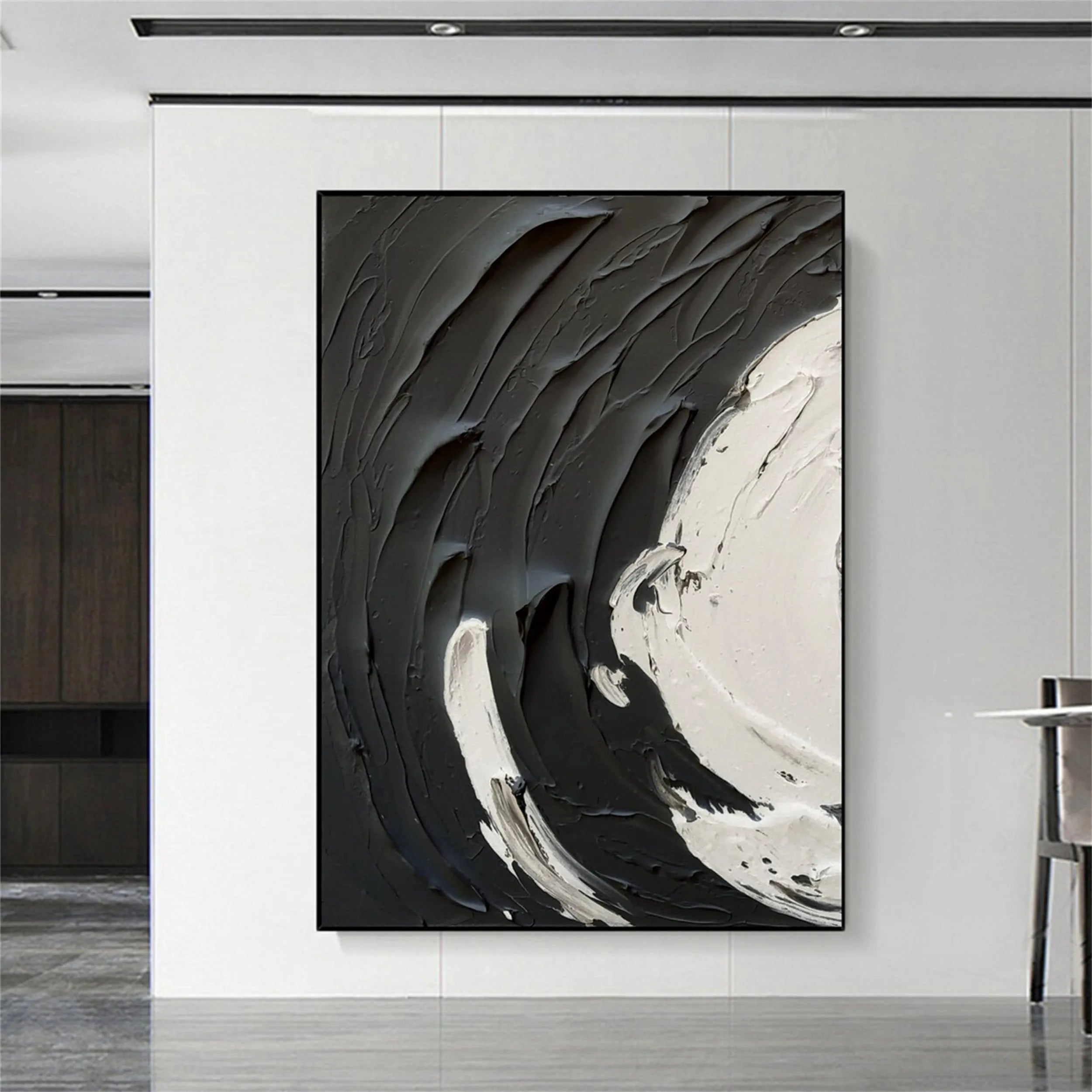 Black White Textured Minimalist Wall Art #MZ071