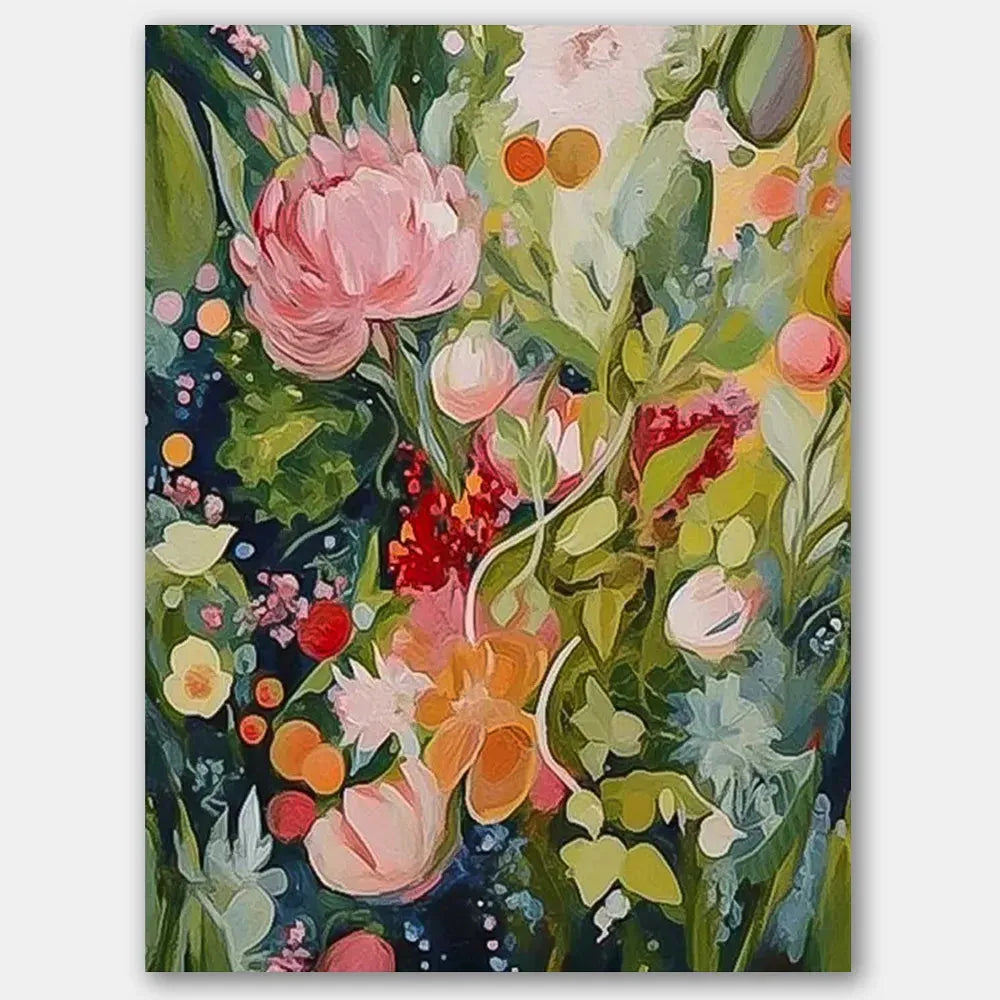 Colorful Flower Textured Painting Canvas #FP026