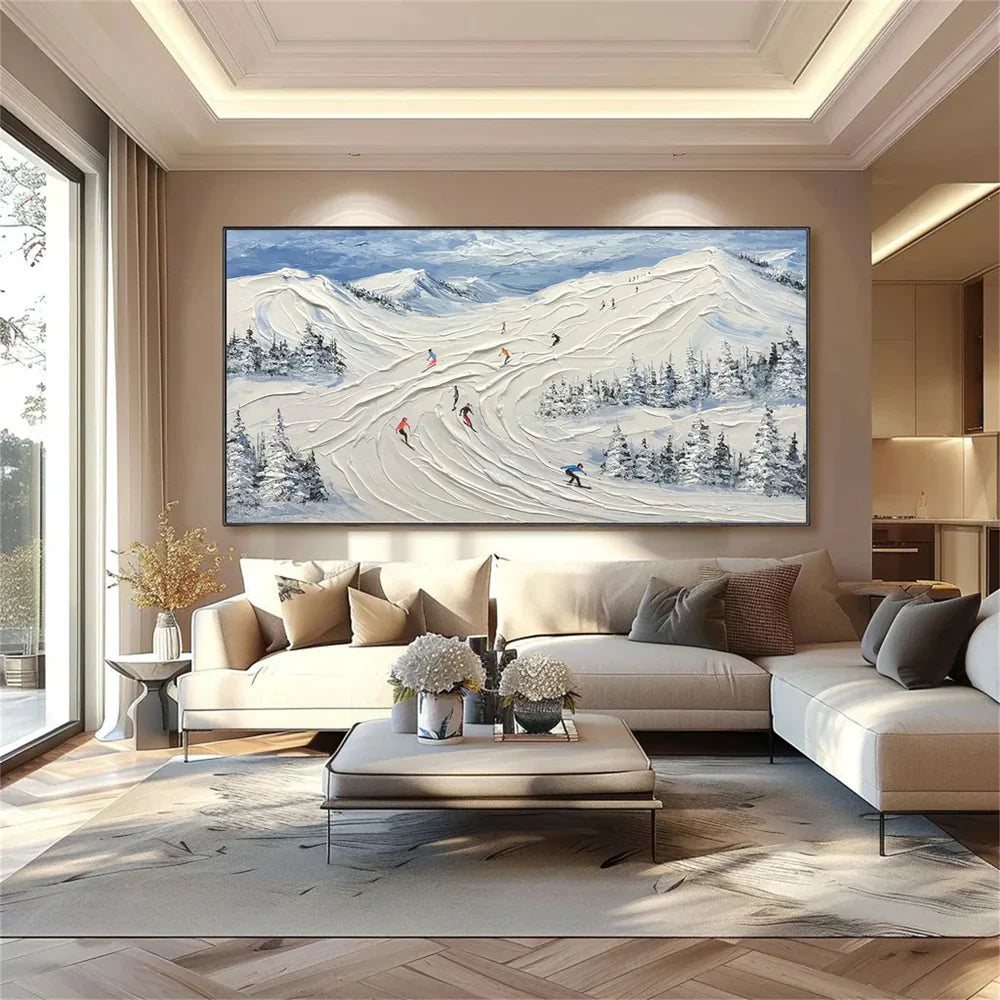 Skiing Sport Art Textured Painting Canvas # SP039