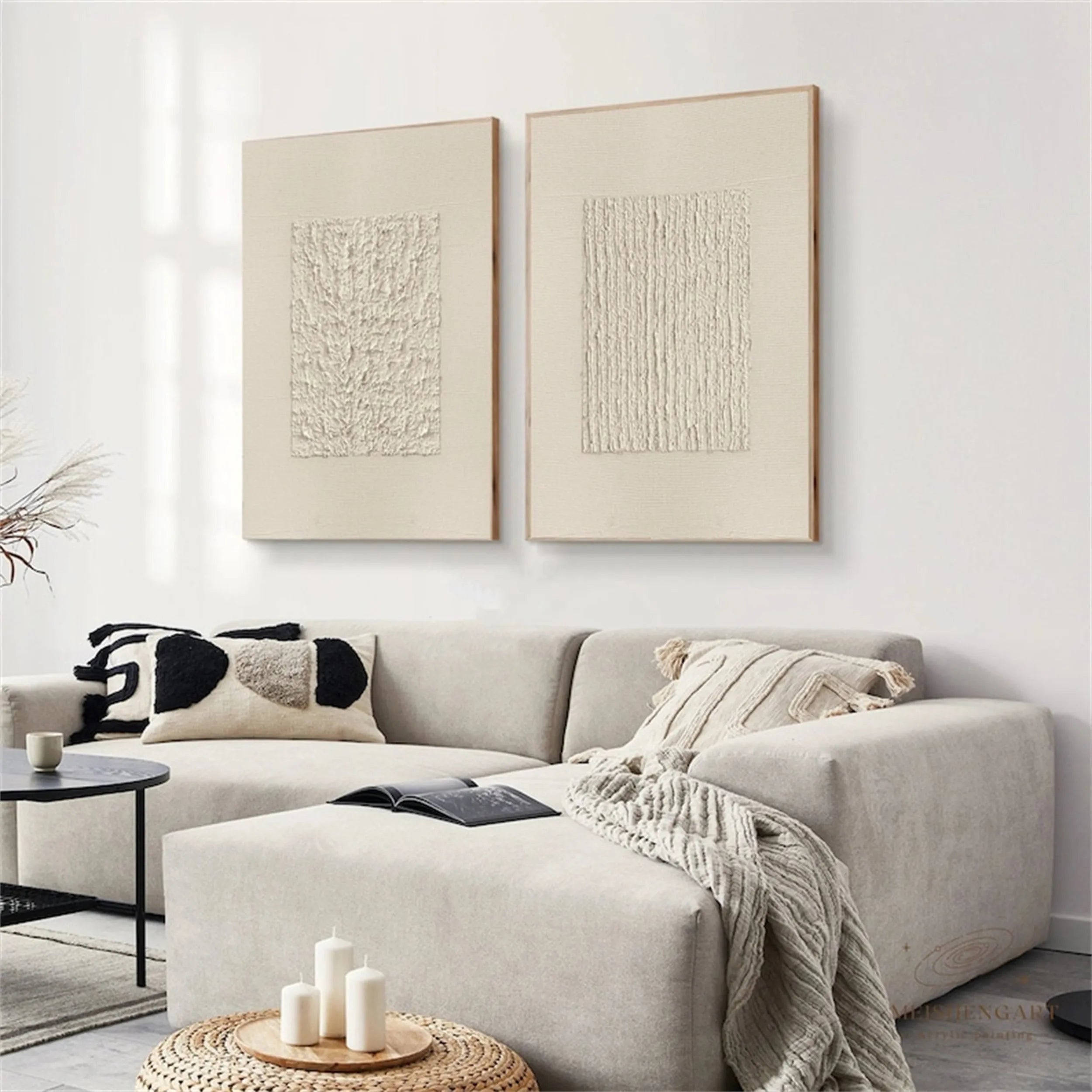 Beige & Brown Abstract Set of 2 #BB087