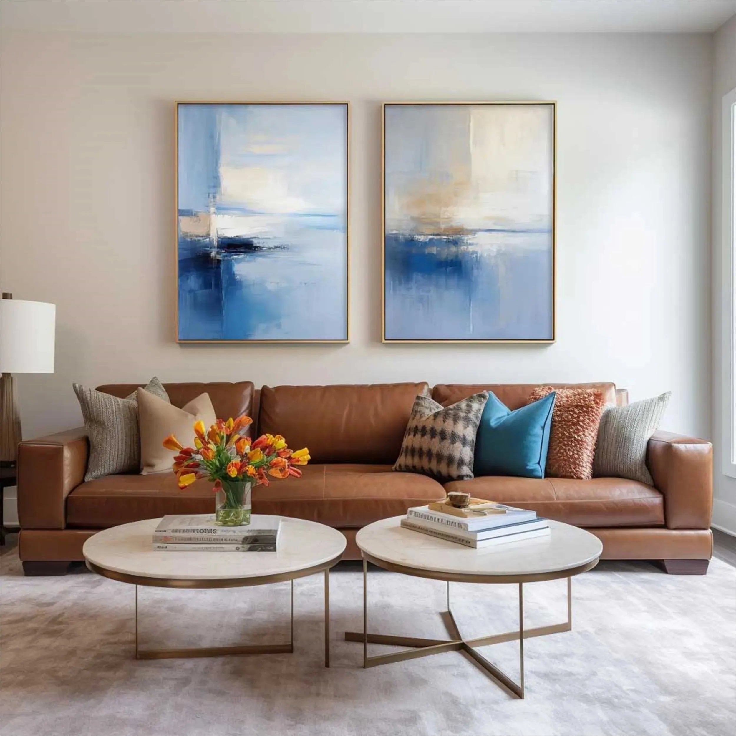 Blue & Green Abstract Set of 2#BG076