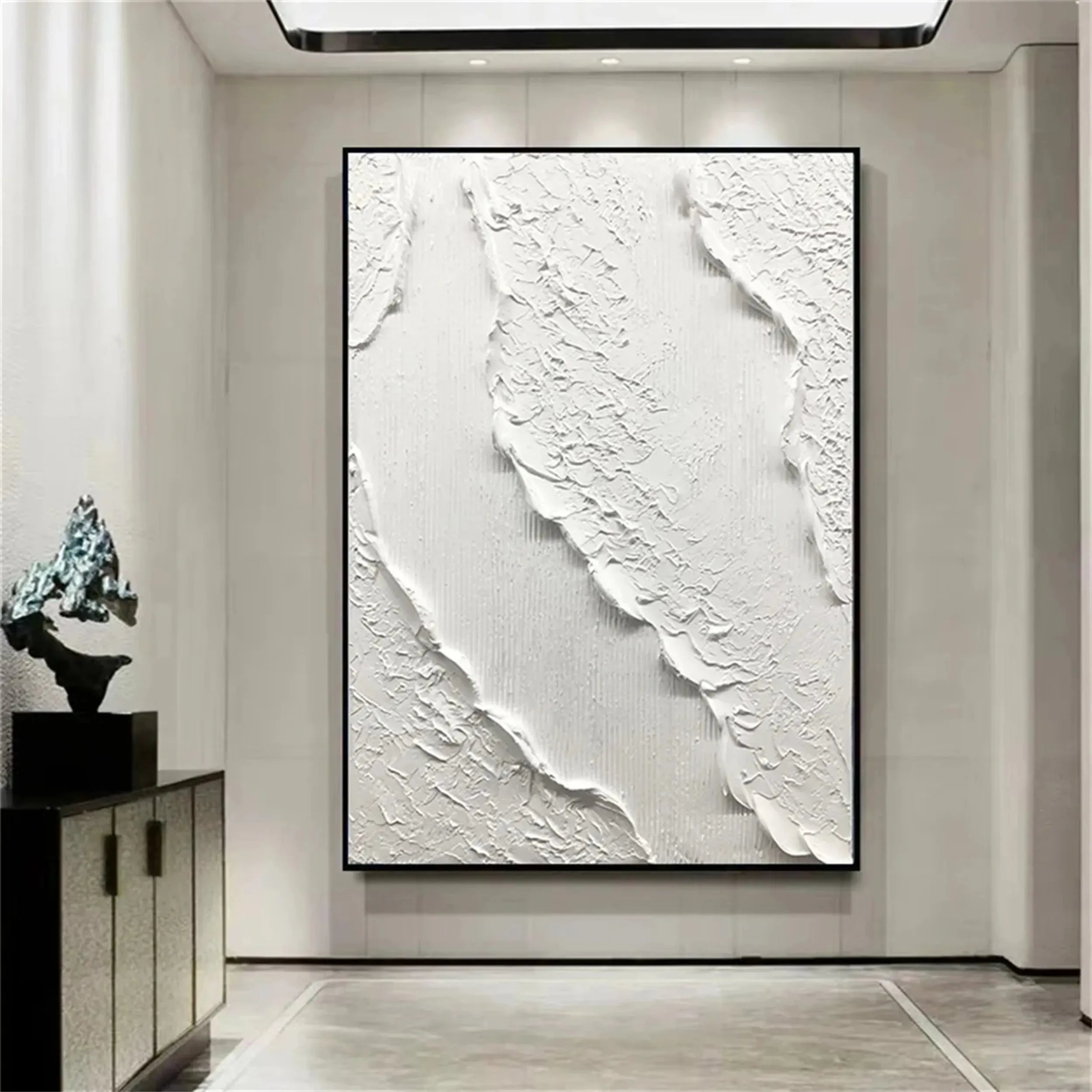 White Minimalist Textured Painting Canvas #MM169