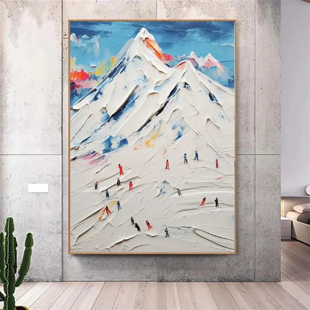 Skiing Sports Textured Painting Canvas #MS005