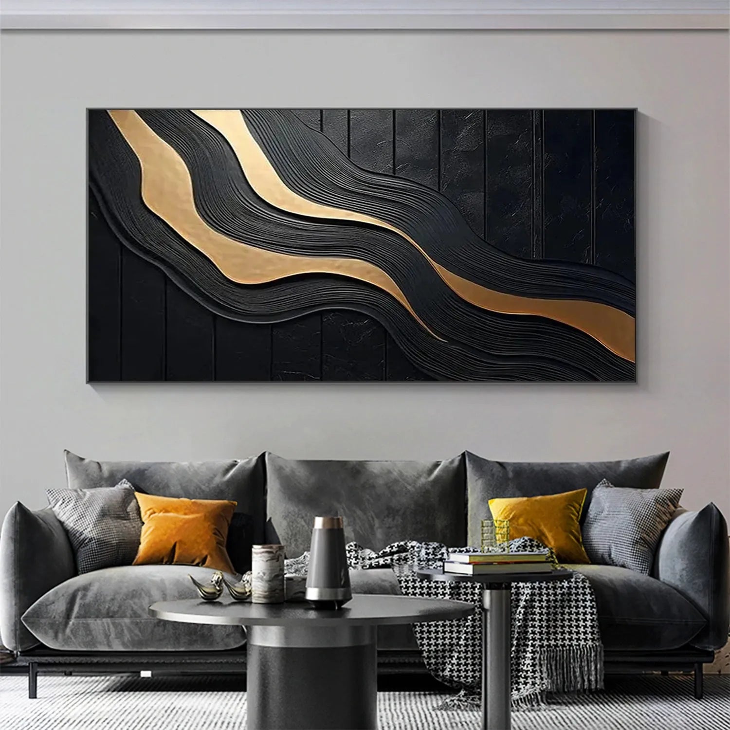 Black Minimalist Textured Painting #MZ134