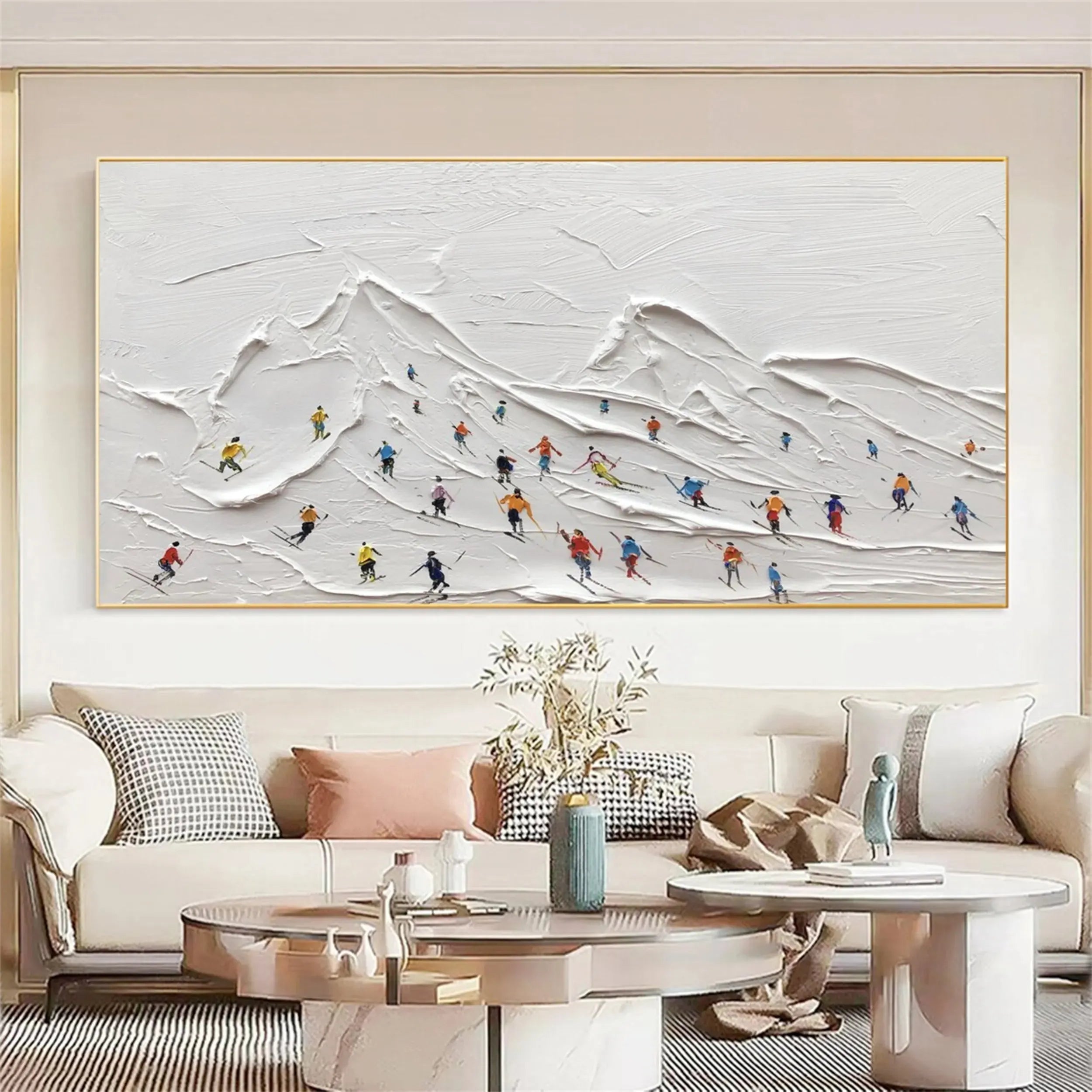 Skiing Sport Art Textured Painting Canvas #MM227