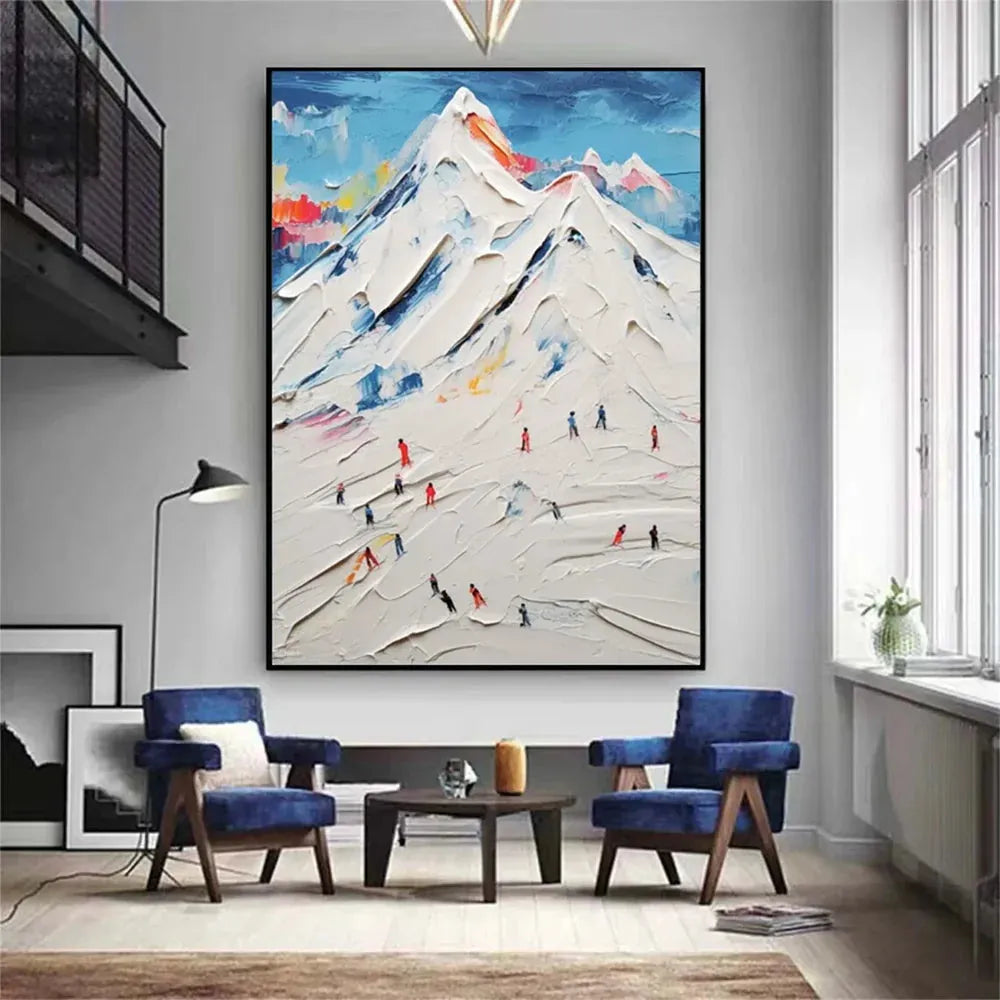Skiing Sports Textured Painting Canvas #MS005