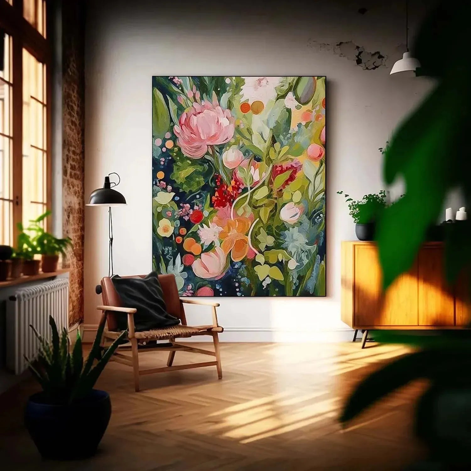 Colorful Flower Textured Painting Canvas #FP026