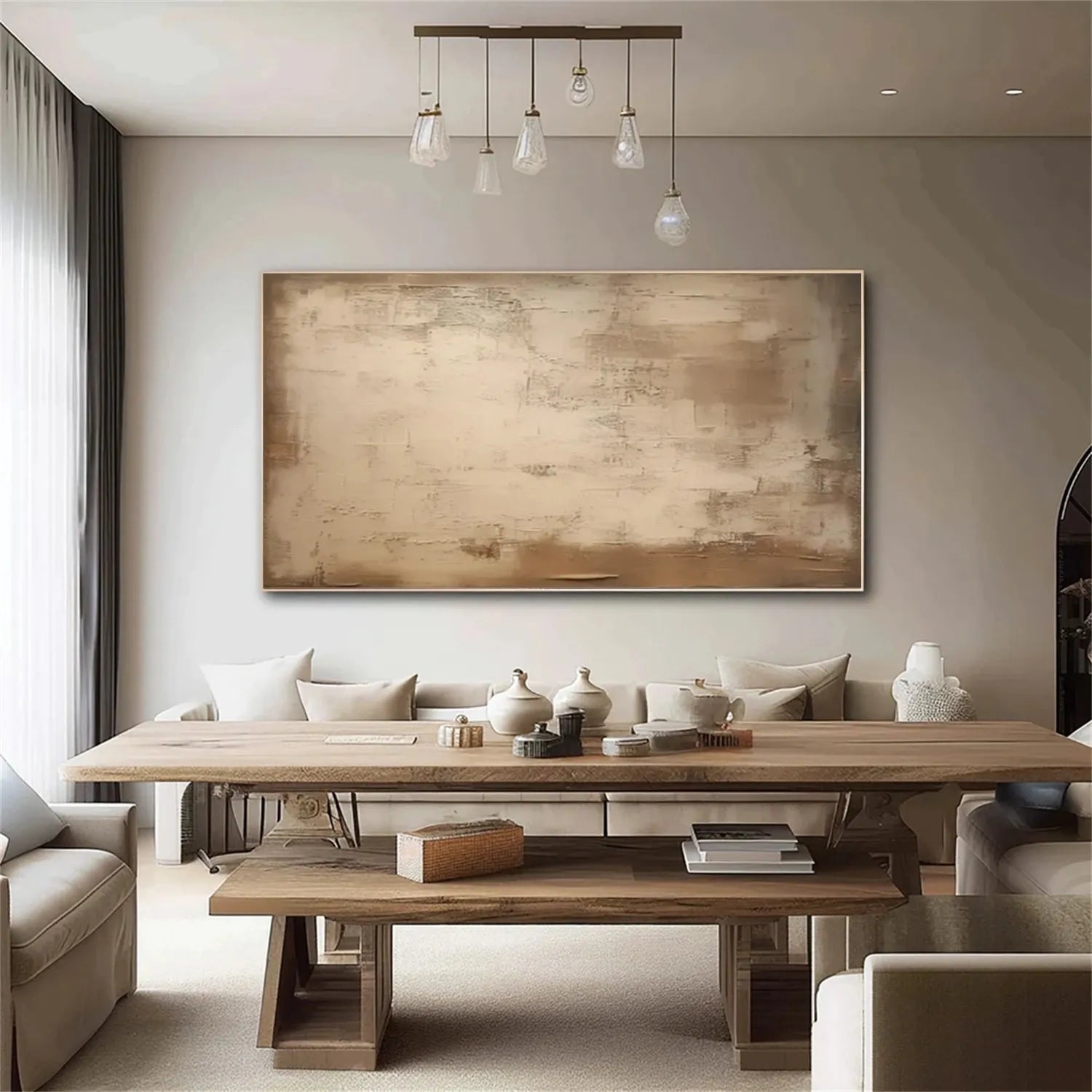 Beige and Brown Abstract Canvas Wall art #AP214