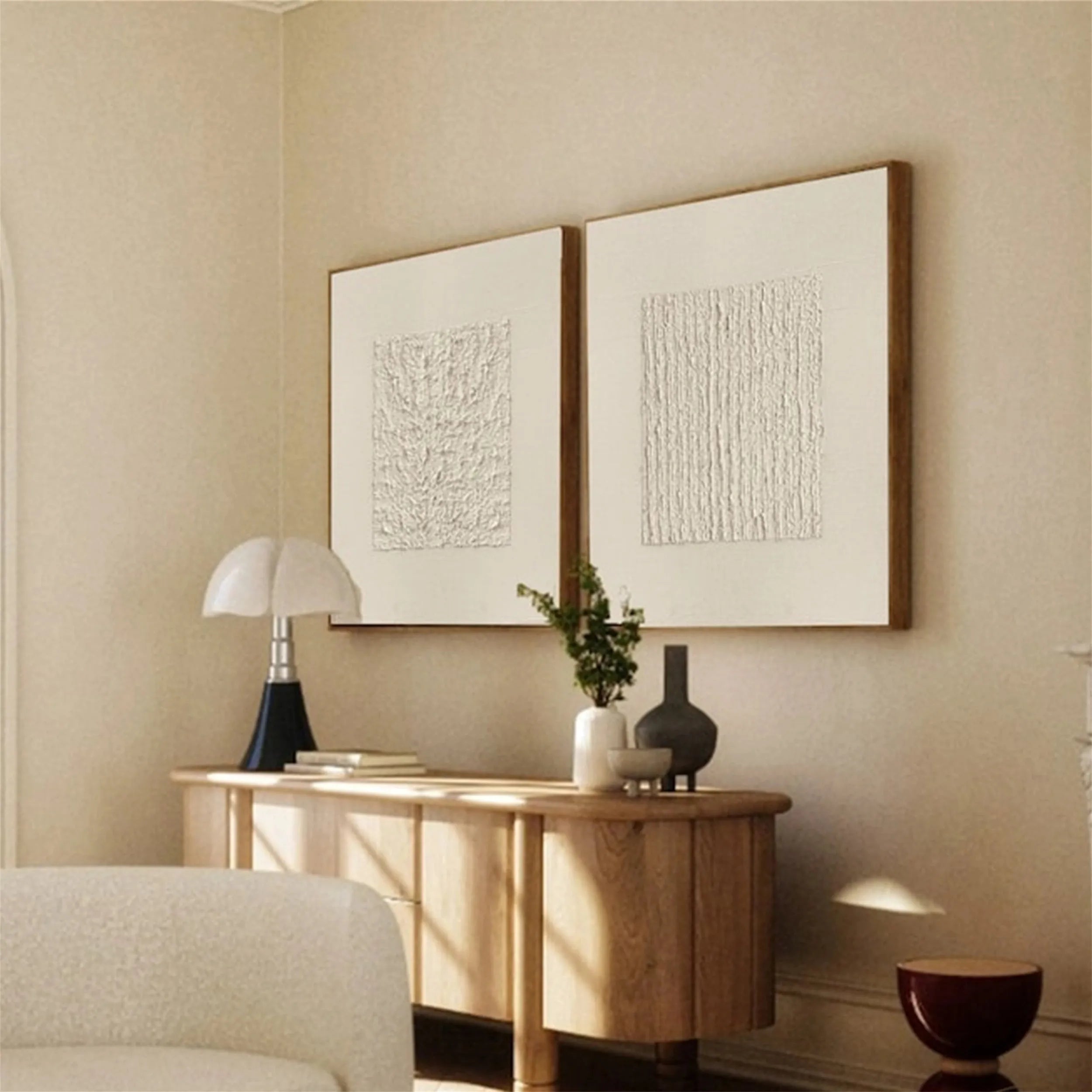 Beige & Brown Abstract Set of 2 #BB087