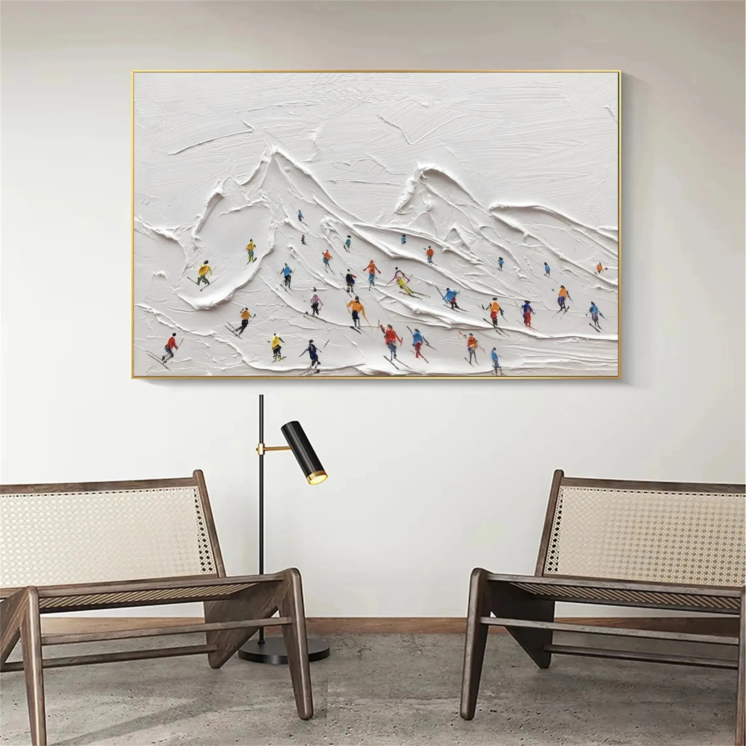 Skiing Sport Art Textured Painting Canvas #MM227