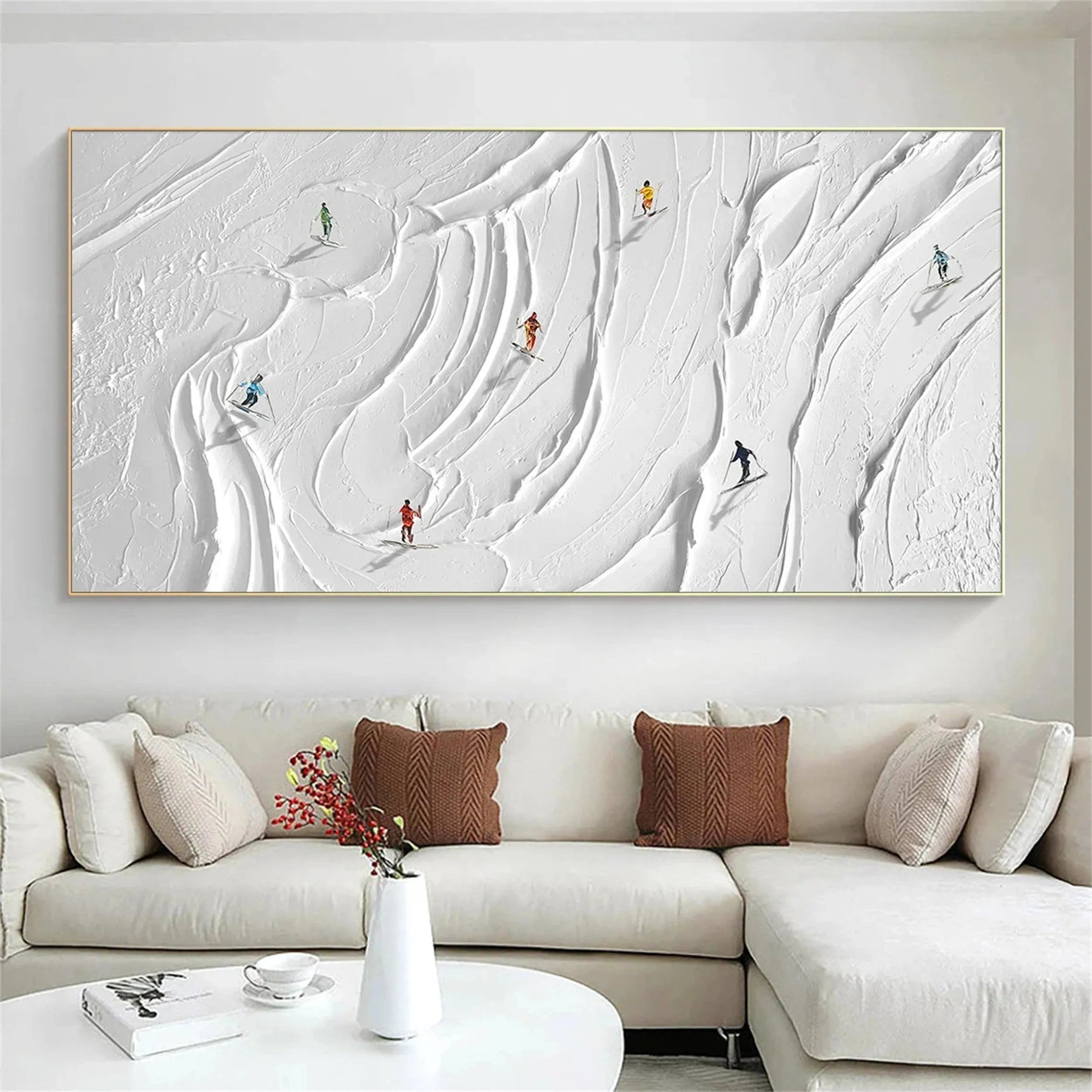 Skiing Sport Art Textured Painting Canvas #MM114