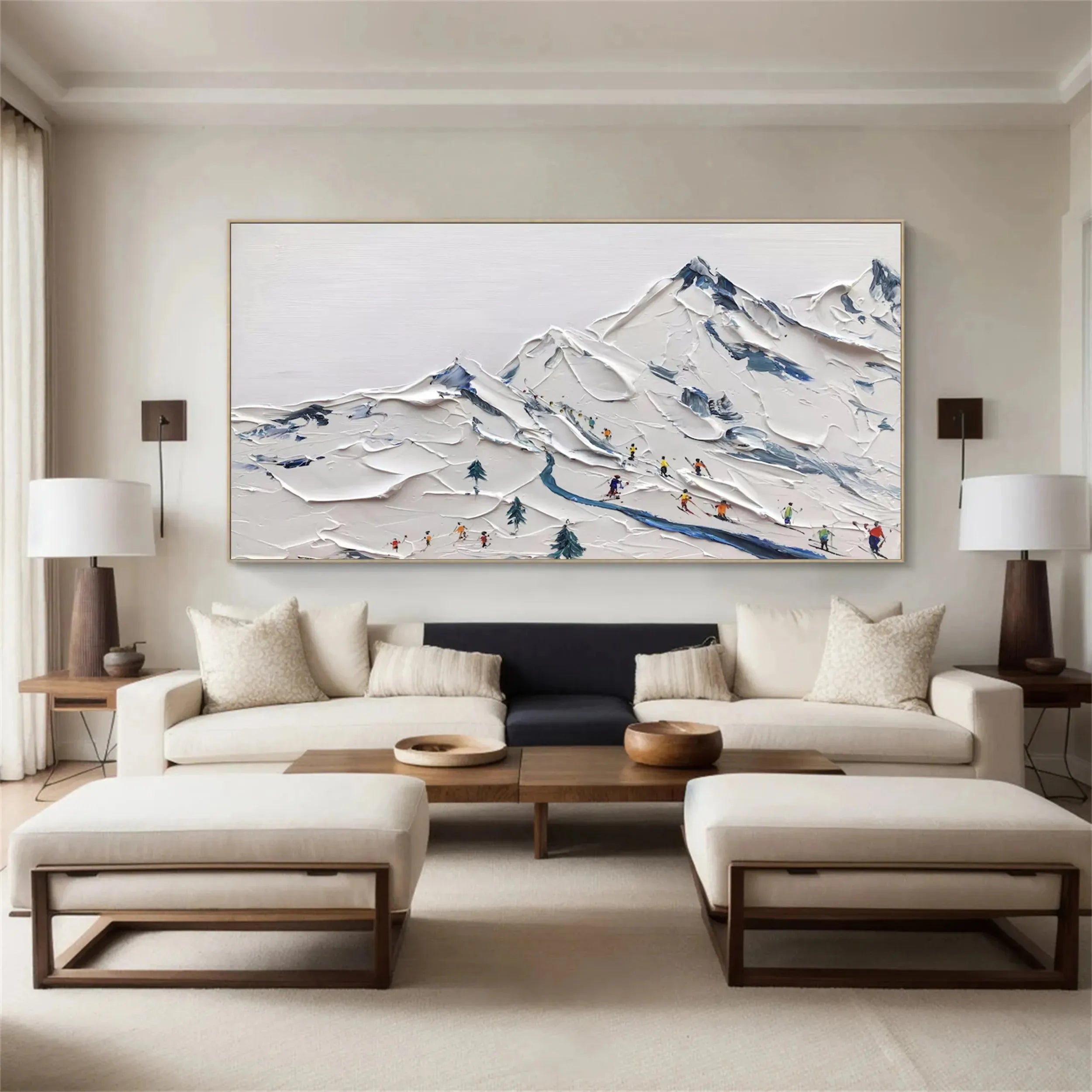 Skiing Sport Art Textured Painting Canvas #MM226