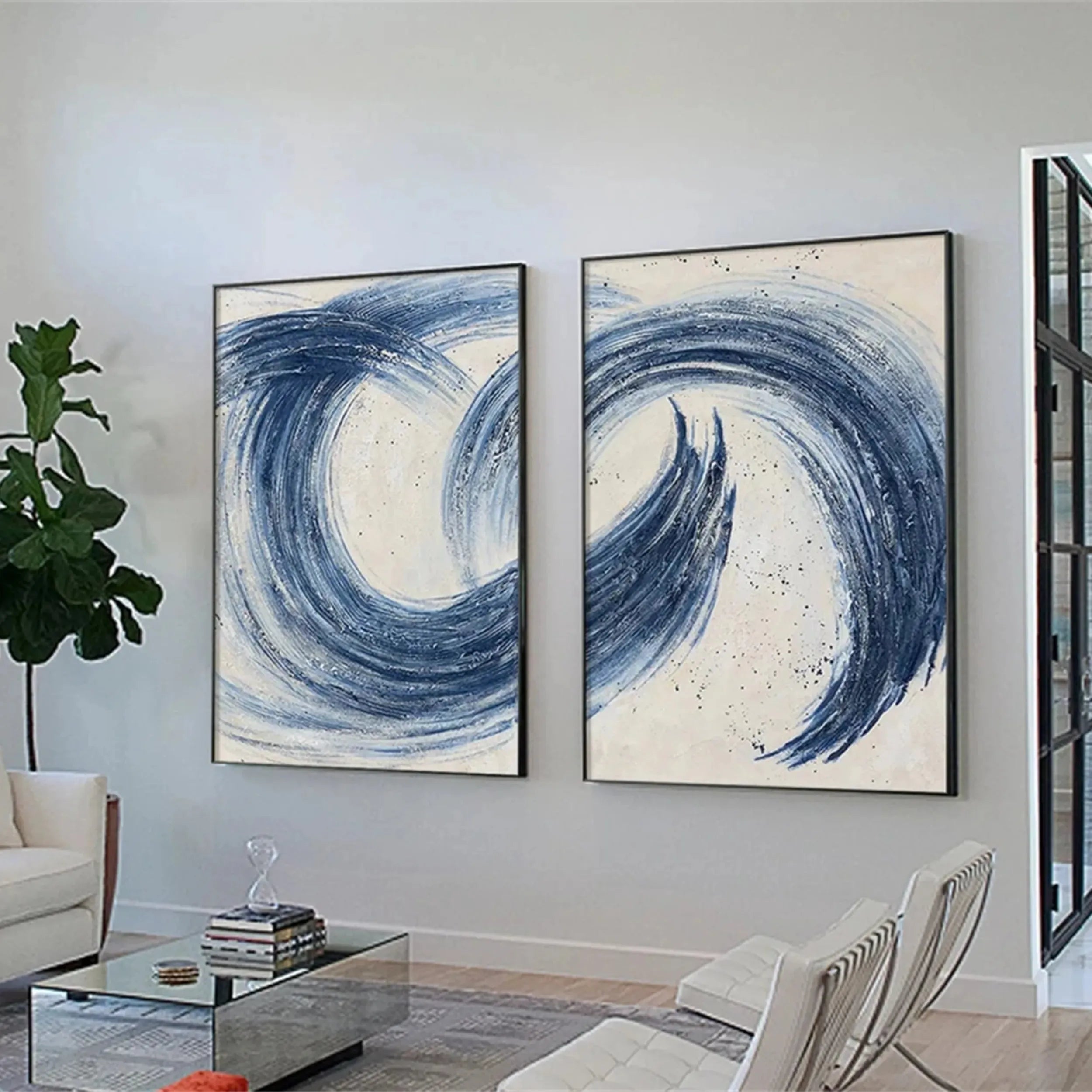 Blue & Green Abstract Set of 2#BG020