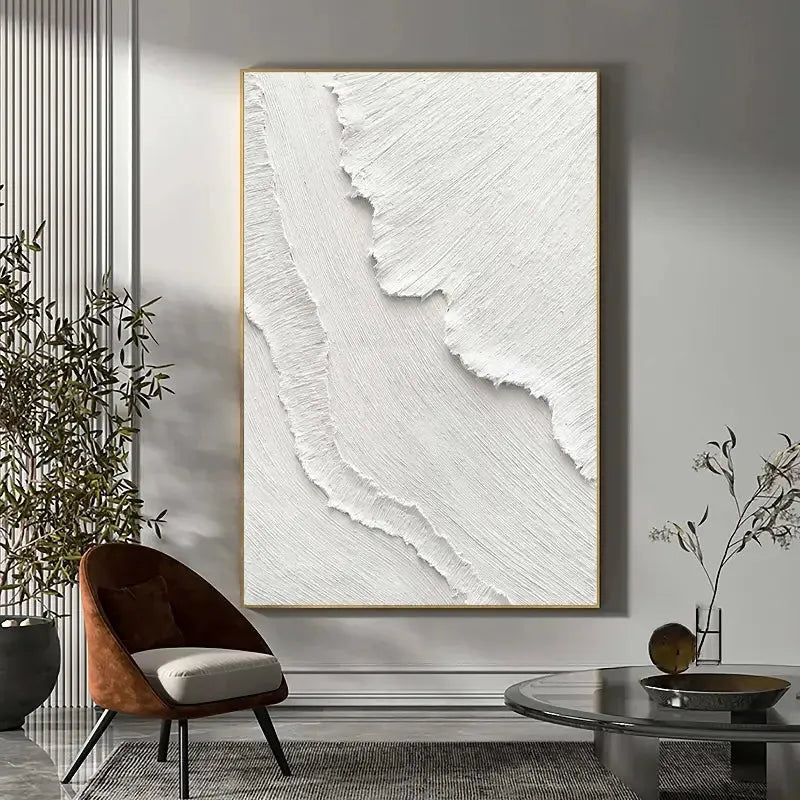 White Minimalist Textured Painting Canvas #MM026