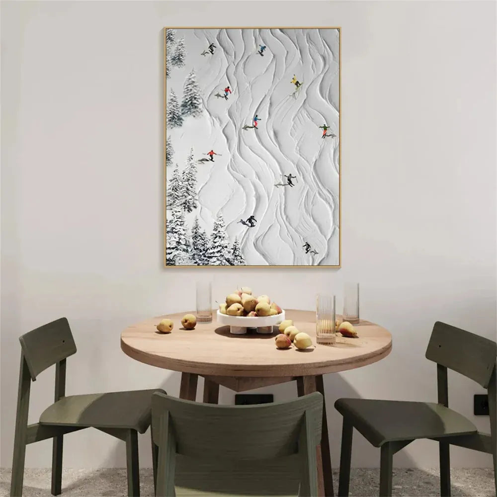 Skiing Sports Textured Painting Canvas #MS004
