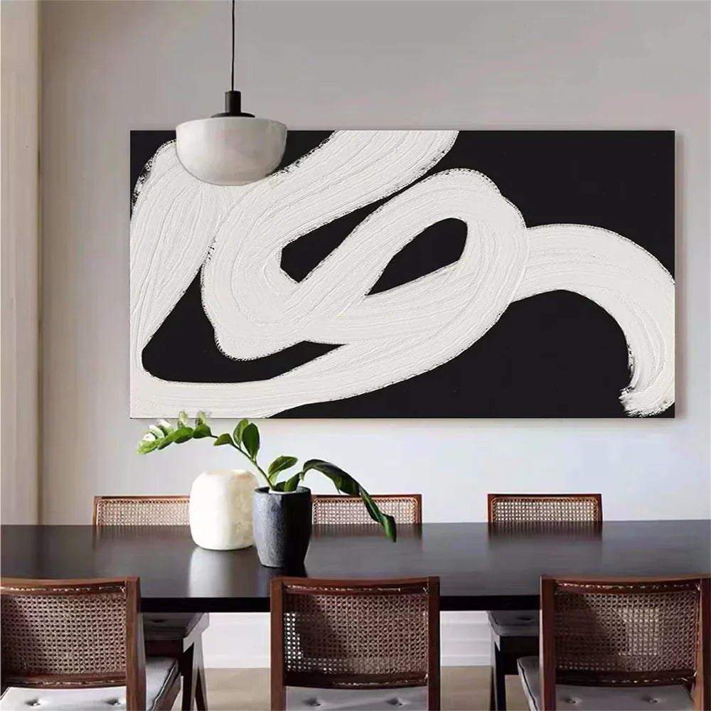Black White Textured Minimalist Wall Art #MZ066