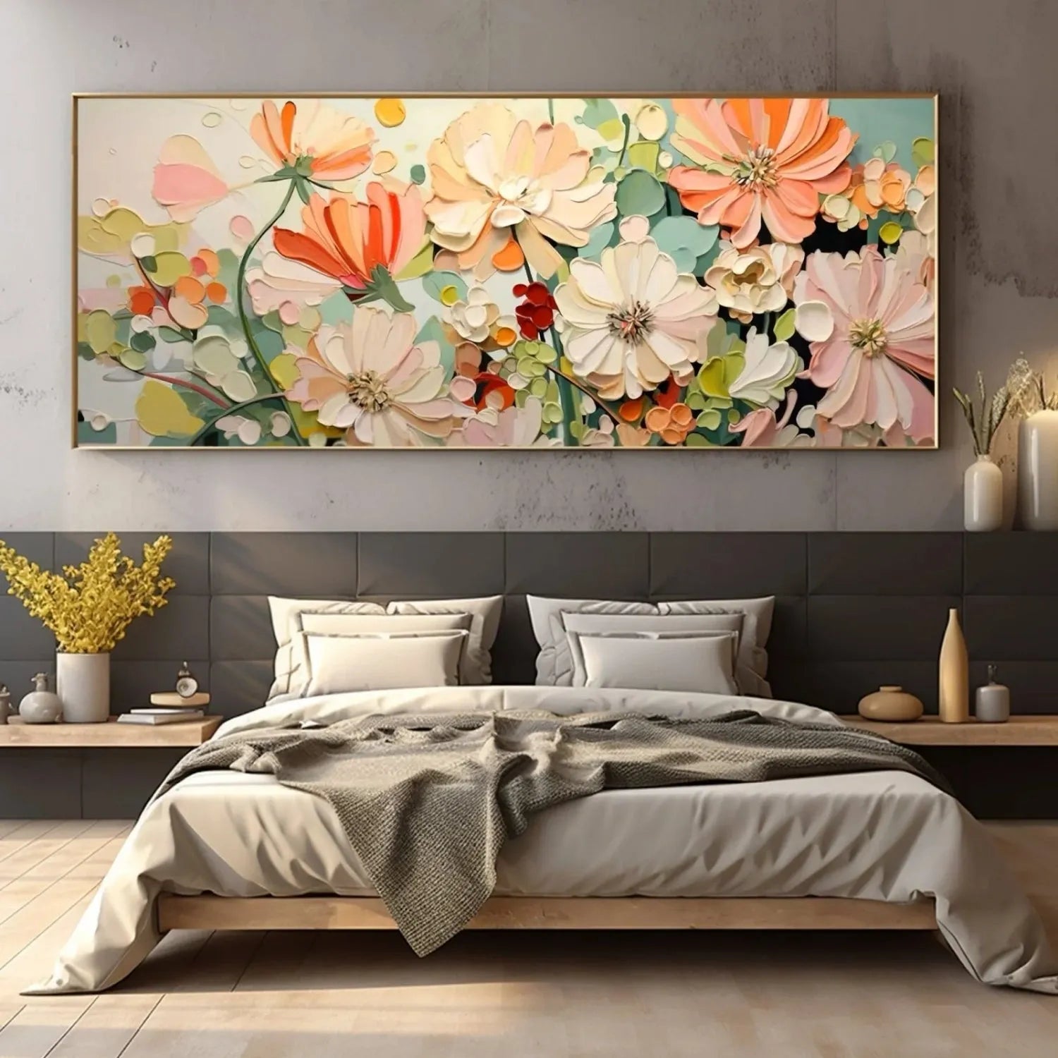 Colorful Flower Textured Painting Canvas #FP052