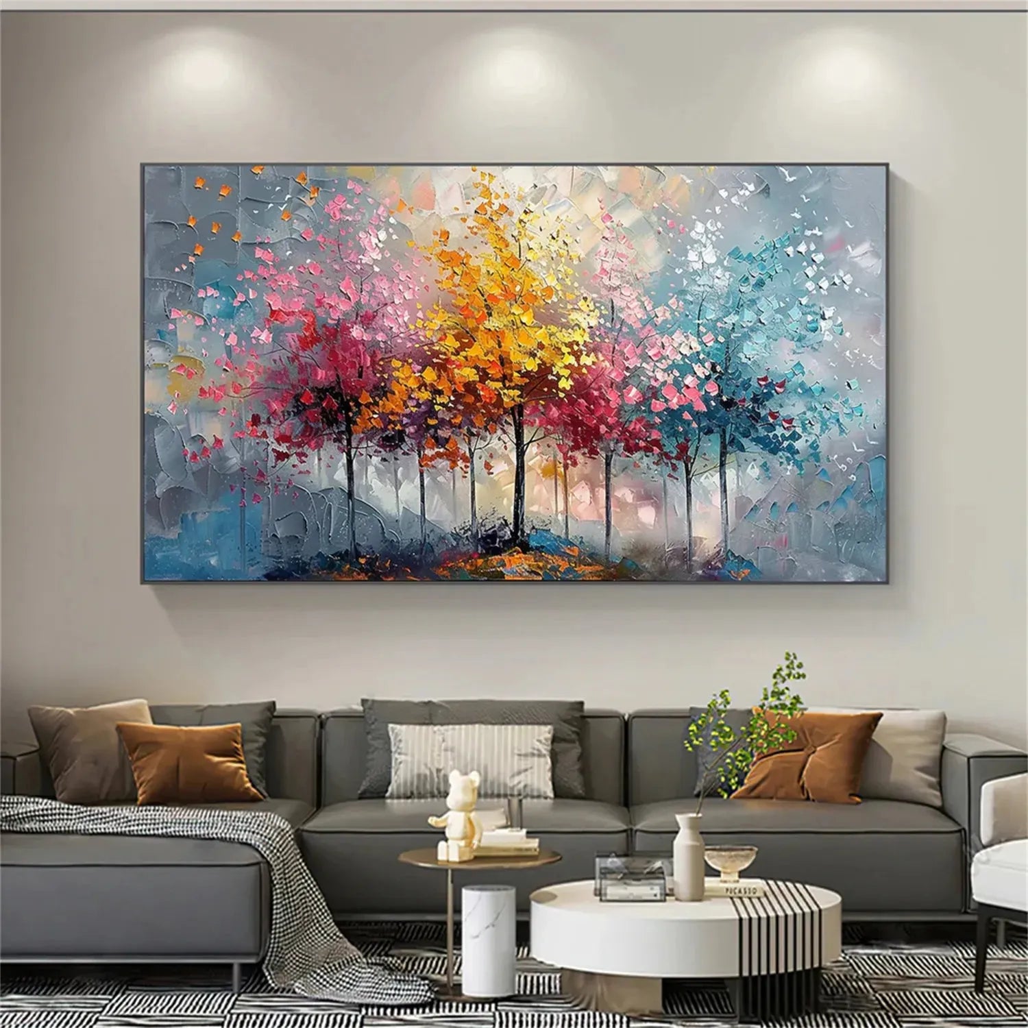 Colorful Tree Textured Painting Canvas #TP010