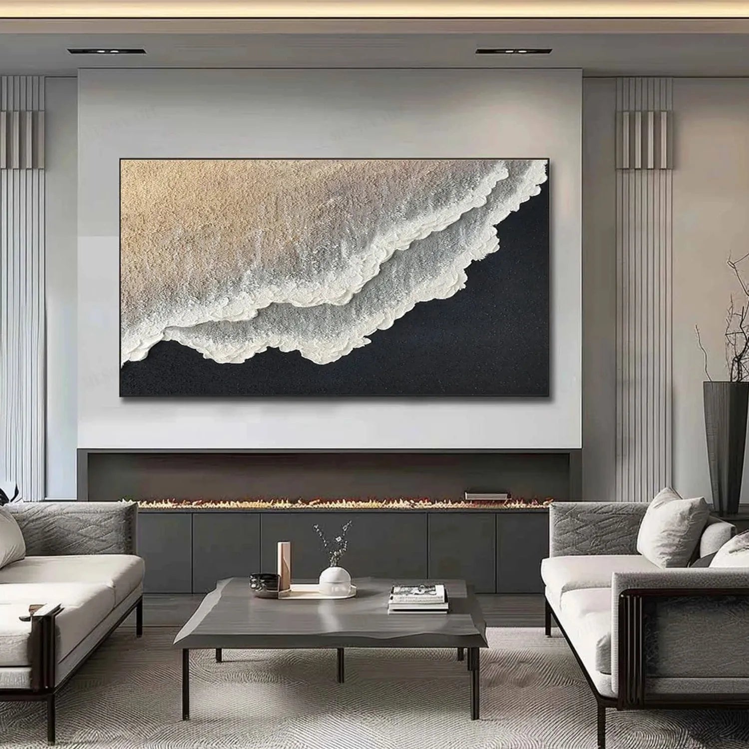 Ocean And Sky Abstract Textured Canvas Art #OS 294