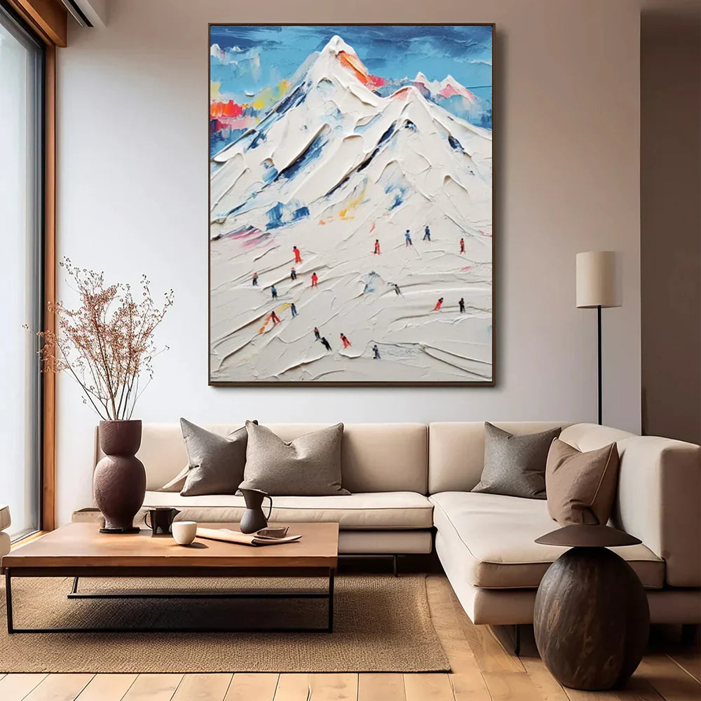Skiing Sport Art Textured Painting Canvas #MM229
