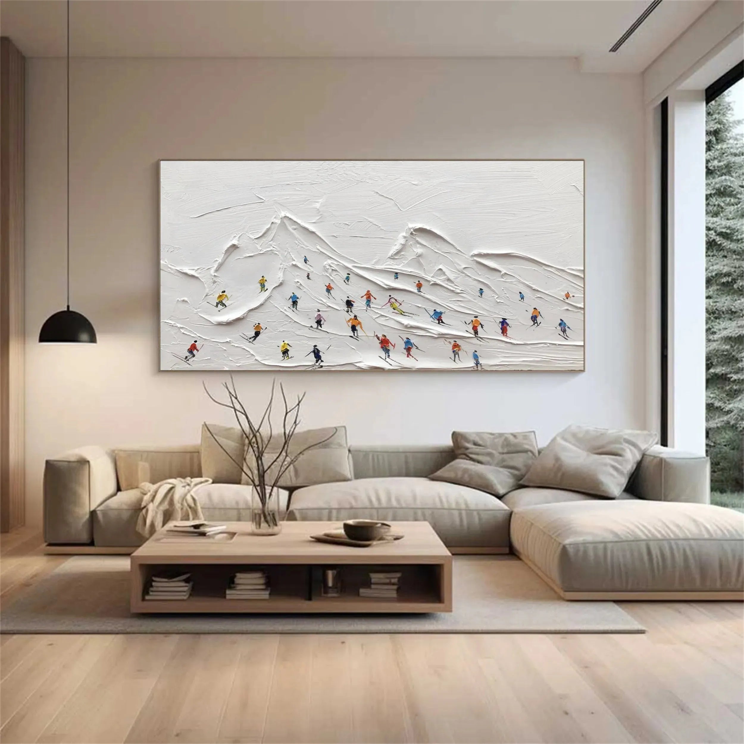 Skiing Sport Art Textured Painting Canvas #MM227