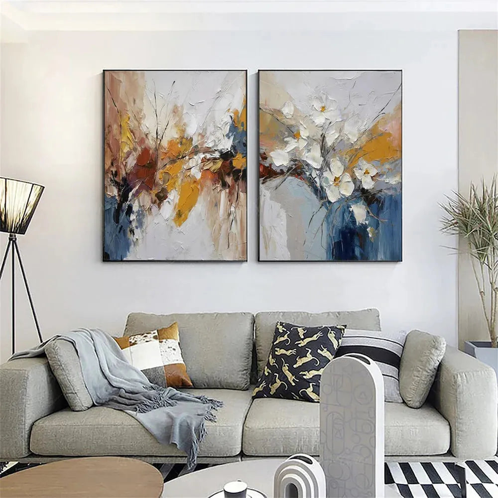 Colorful Flower Textured Painting Canvas #FP004