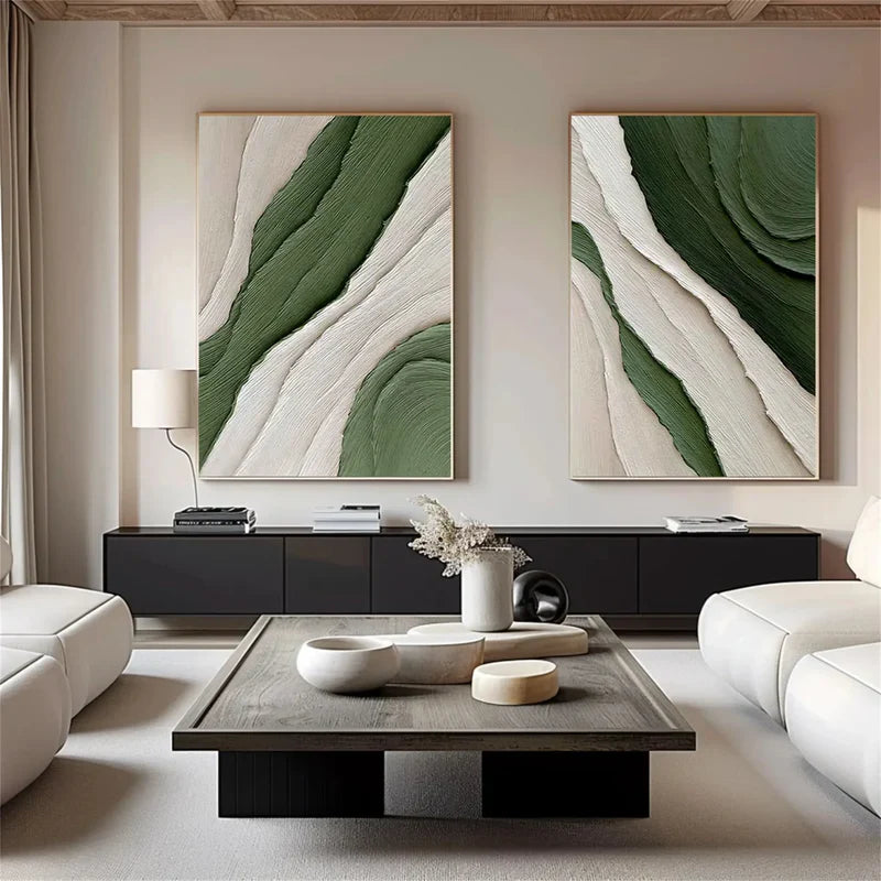 Blue & Green Abstract Set of 2 #BG047
