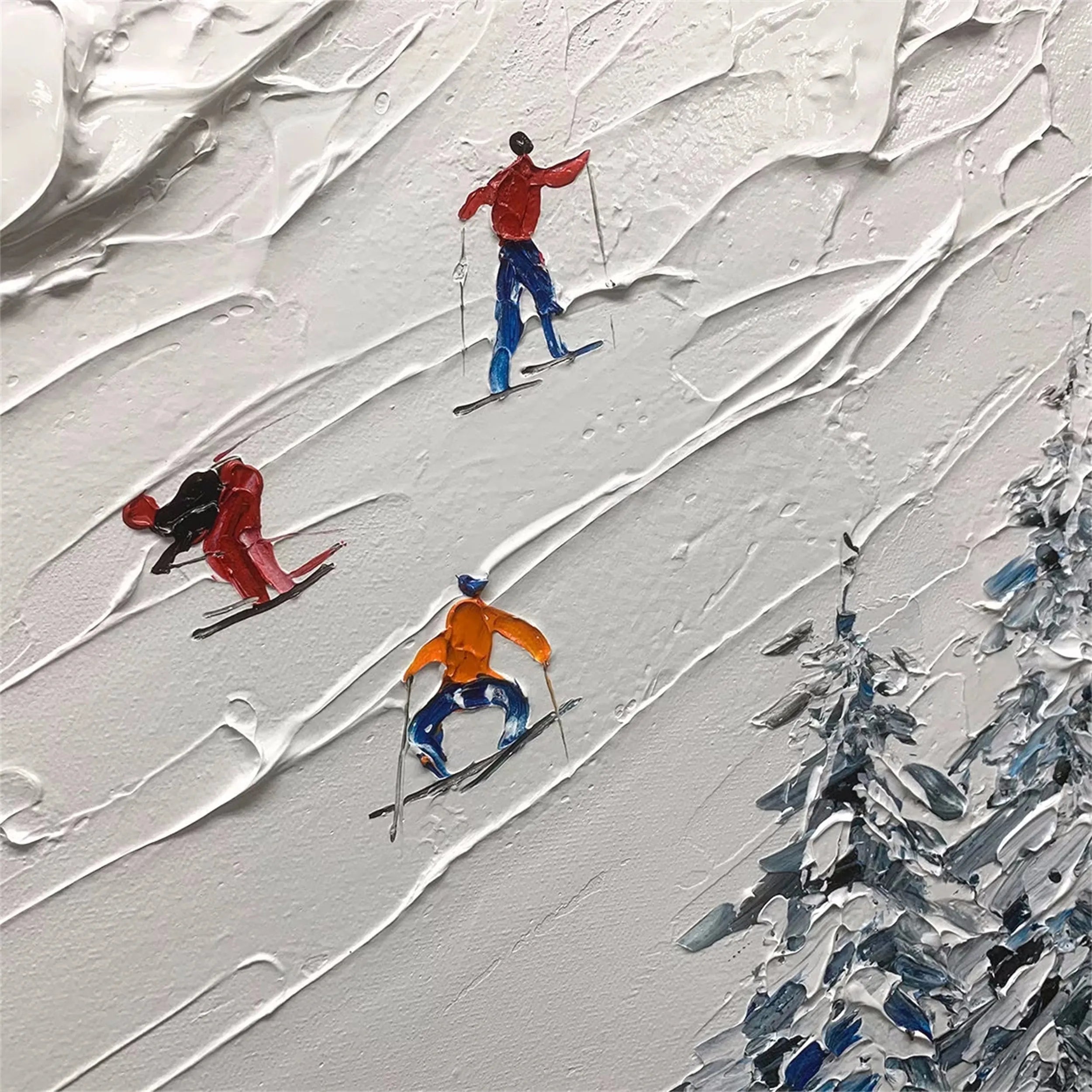 Skiing Sport Art Textured Painting Canvas #MM115