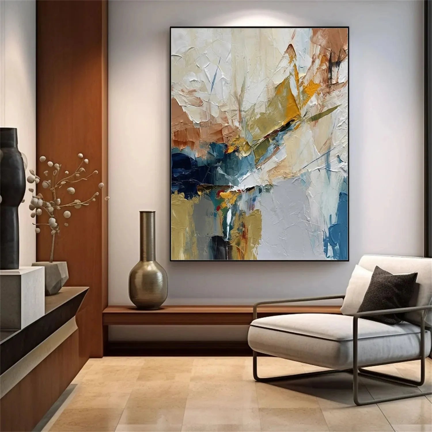 Colorful Abstract Textured Painting Canvas #AT093