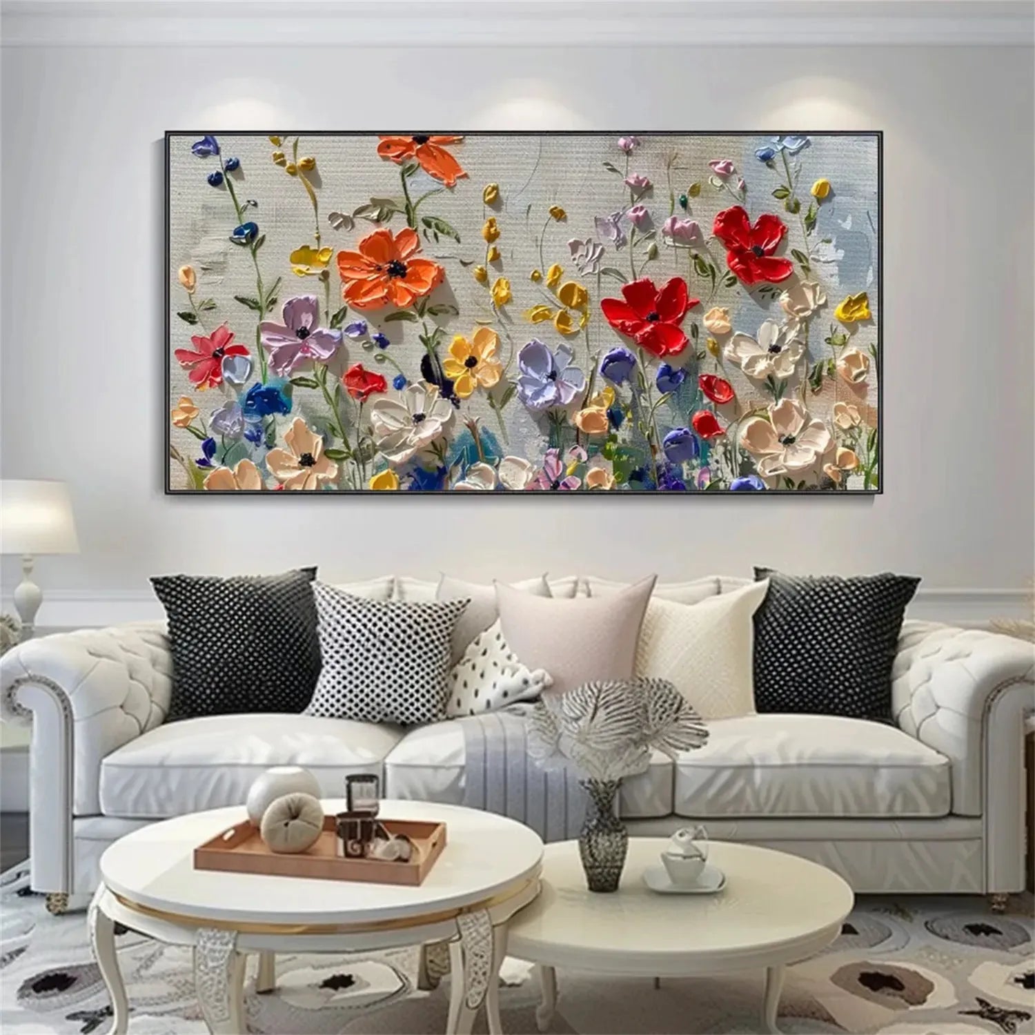 Colorful Flower Textured Painting Canvas #FP006