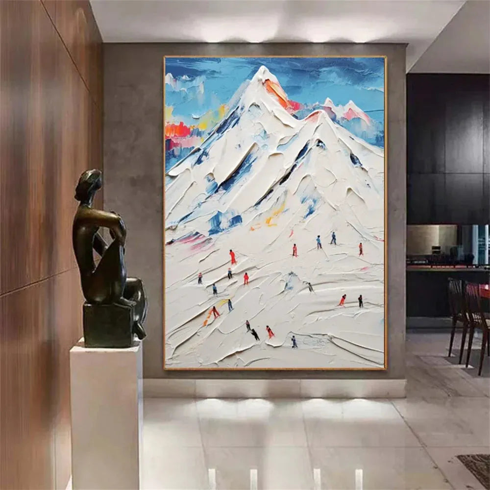 Skiing Sports Textured Painting Canvas #MS005