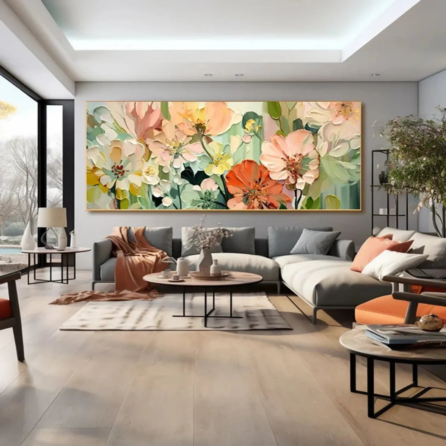 Colorful Flower Textured Painting Canvas #FP053