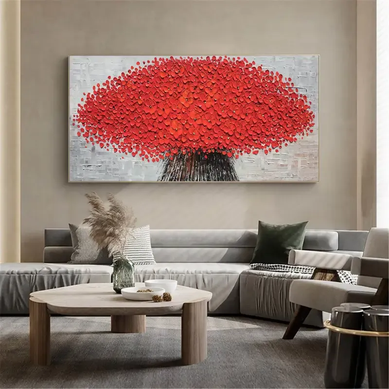 Flower And Tree Textured Painting Canvas #FT002