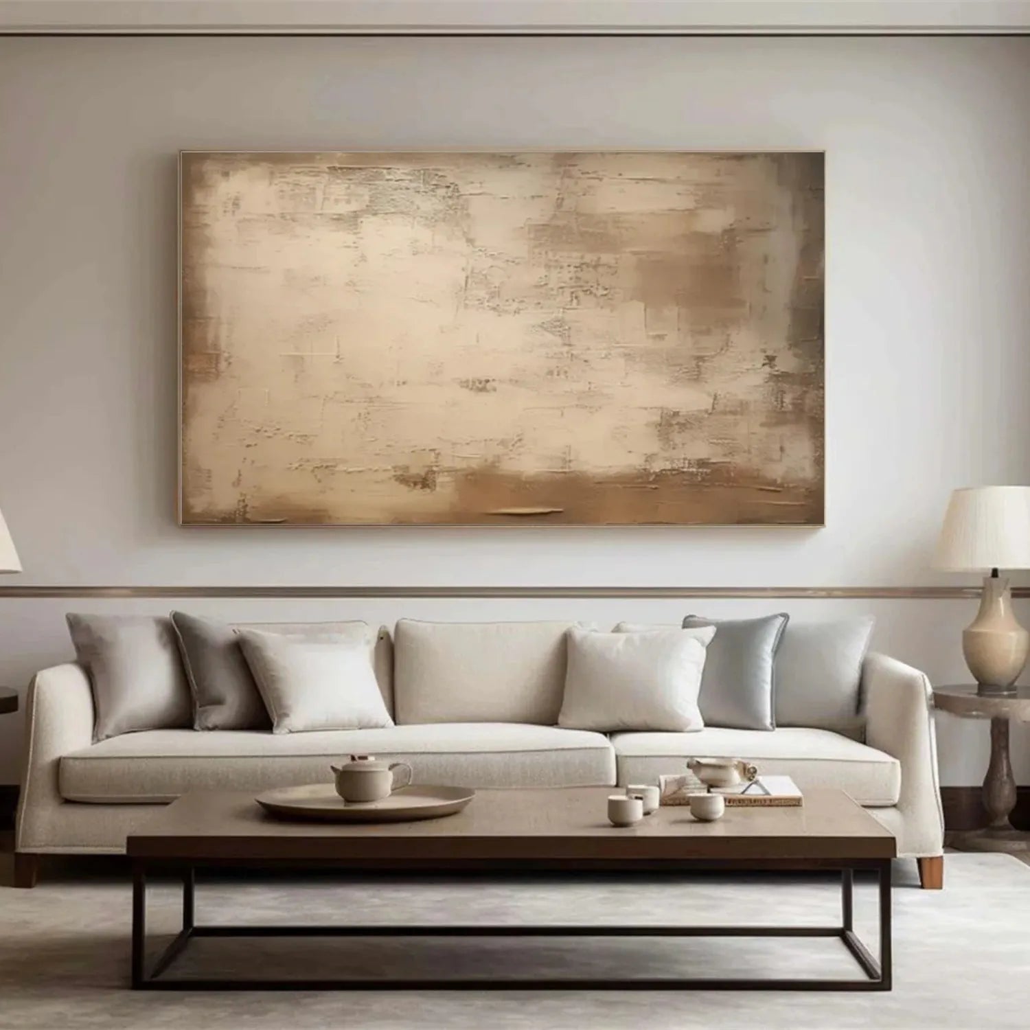 Beige and Brown Abstract Canvas Wall art #AP214