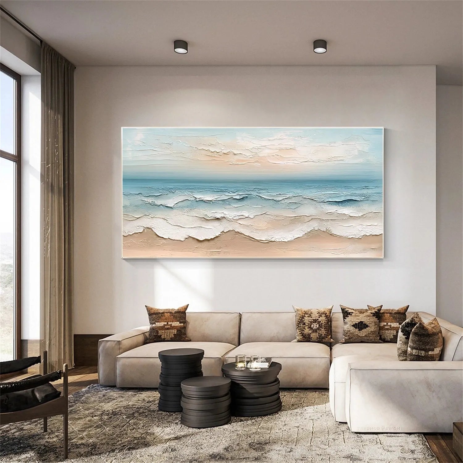 Ocean And Sky Abstract Textured Wall Art #OS056