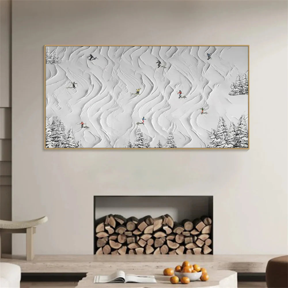 Skiing Sport Art Textured Painting Canvas #MM212