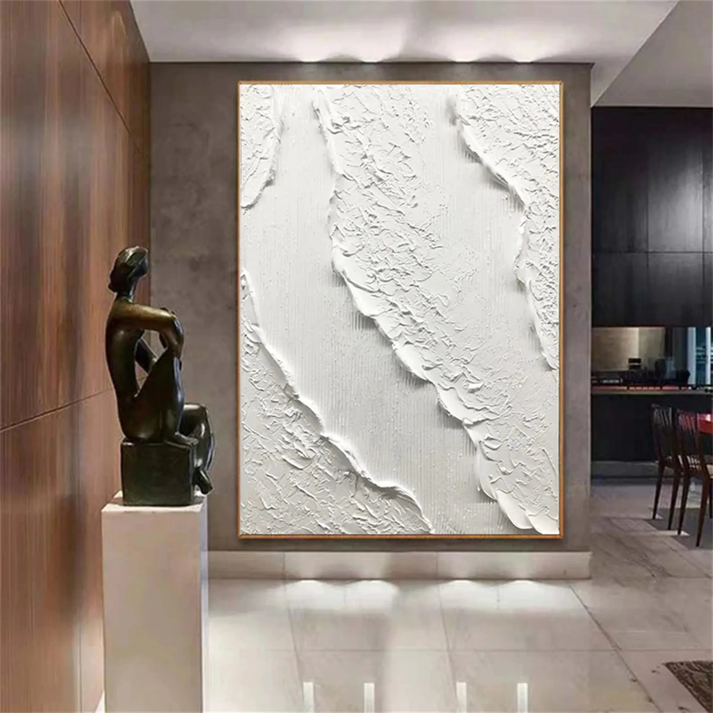 White Minimalist Textured Painting Canvas #MM169