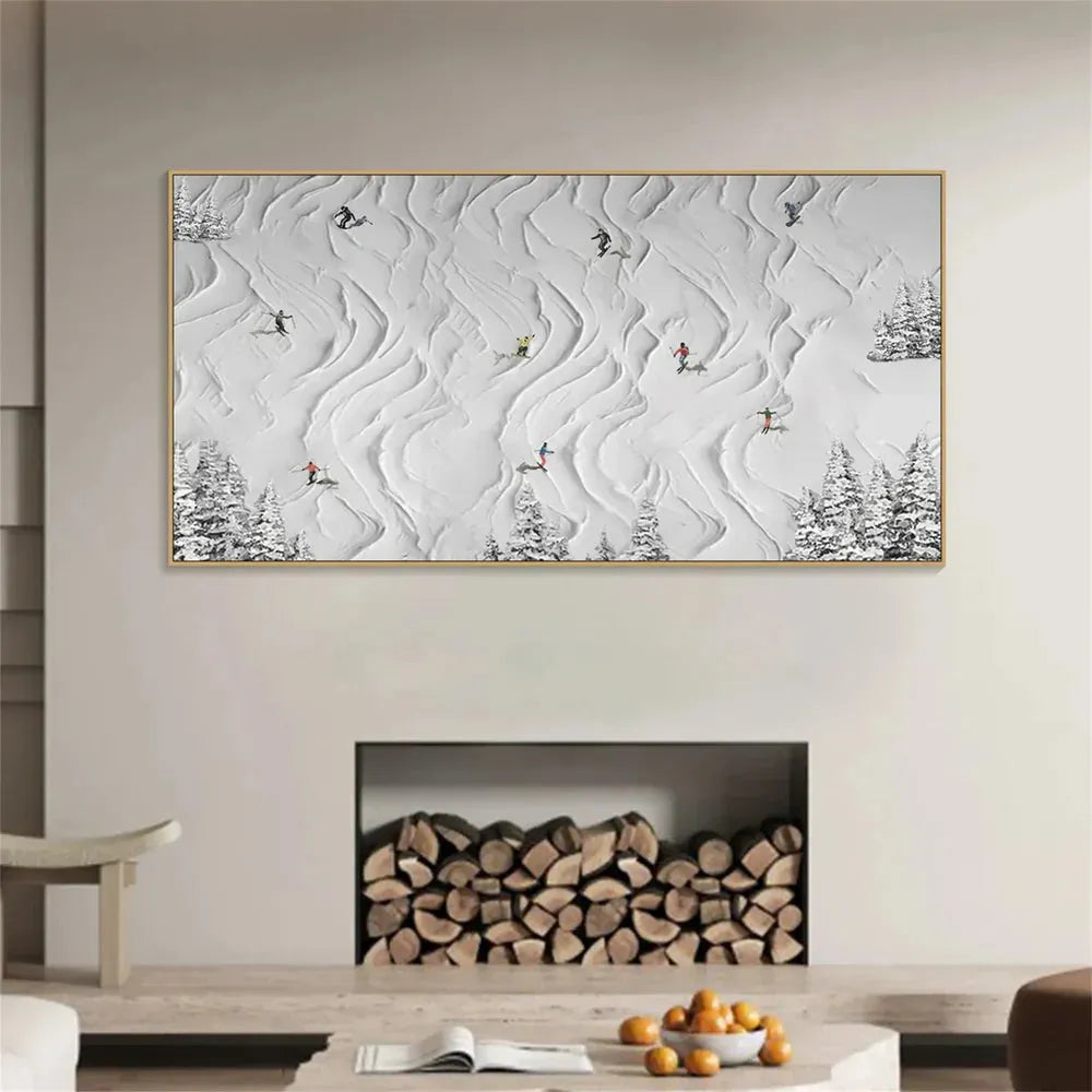 Skiing Sports Textured Painting Canvas #MS001