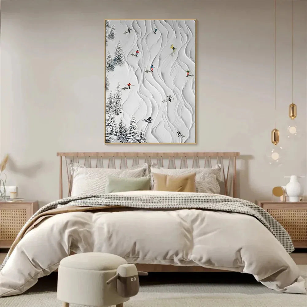 Skiing Sports Textured Painting Canvas #MS004