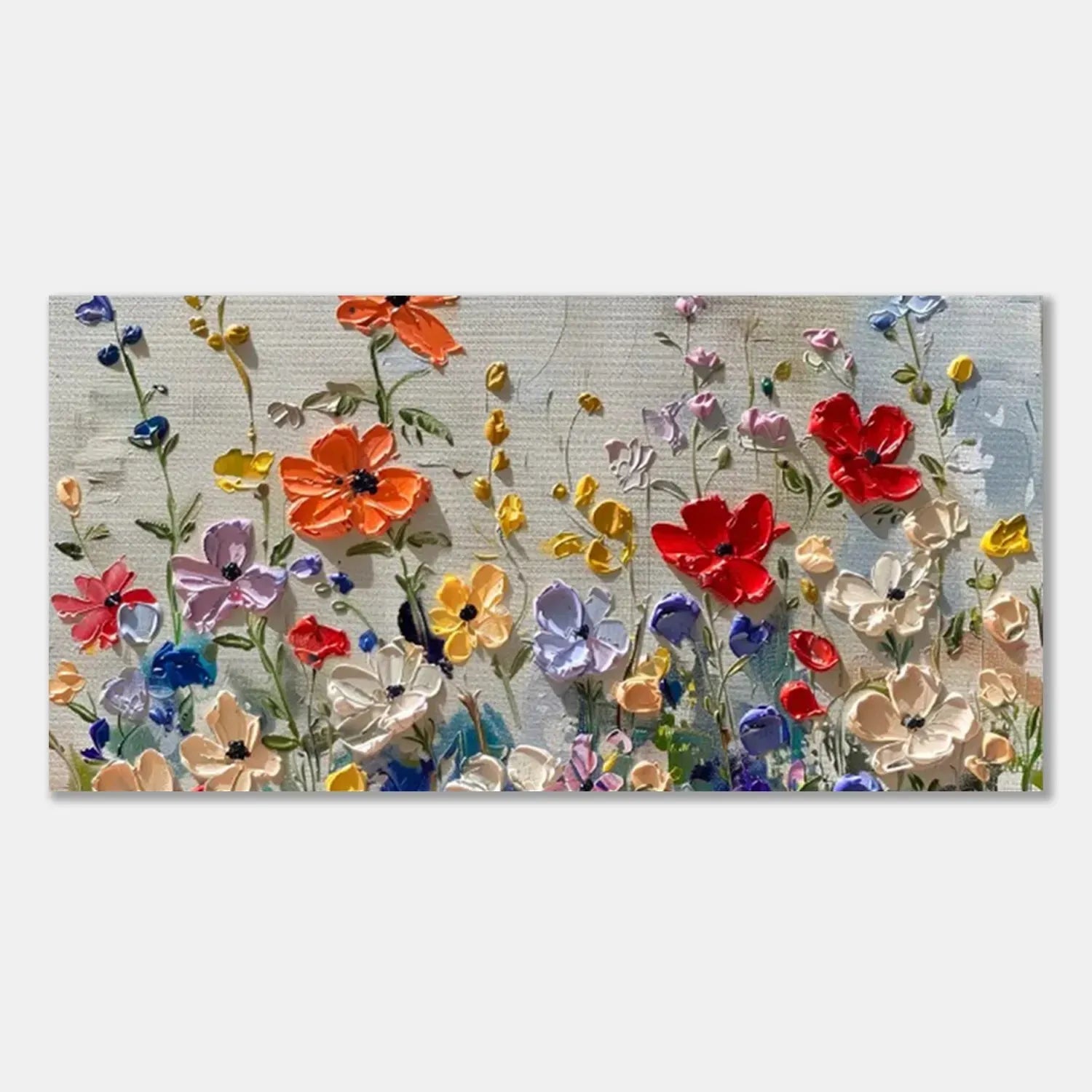 Colorful Flower Textured Painting Canvas #FP006