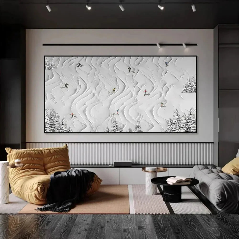 Skiing Sports Textured Painting Canvas #MS001